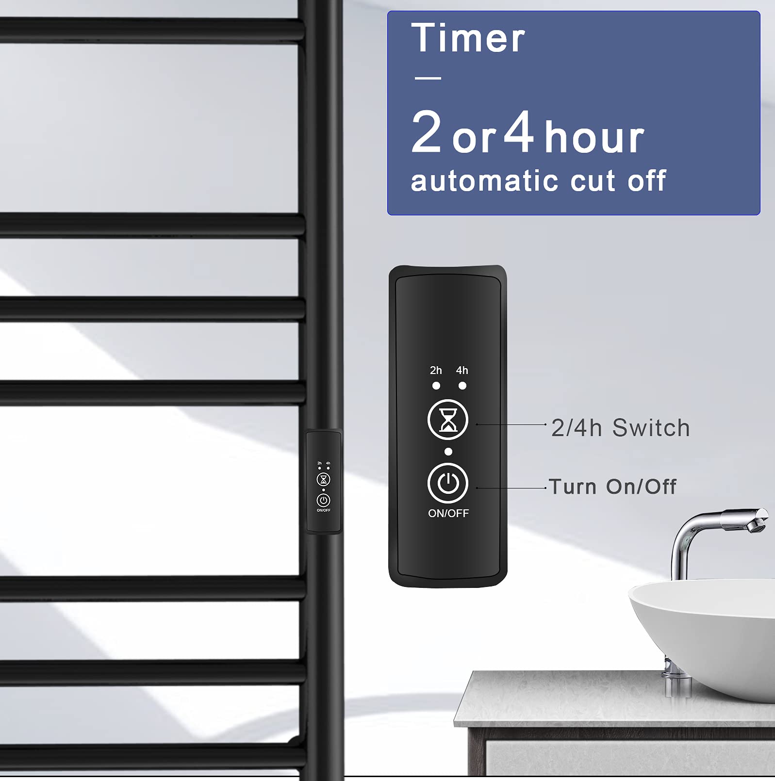 Electric Heated Towel Rack with Adjustable Timer - Wall Mounted Bathroom Towel Warmer for Spa-Like Luxury (Hardwired & Plug-In Options) - Perfect for Bathrooms, Spas, and Luxury Home Decor