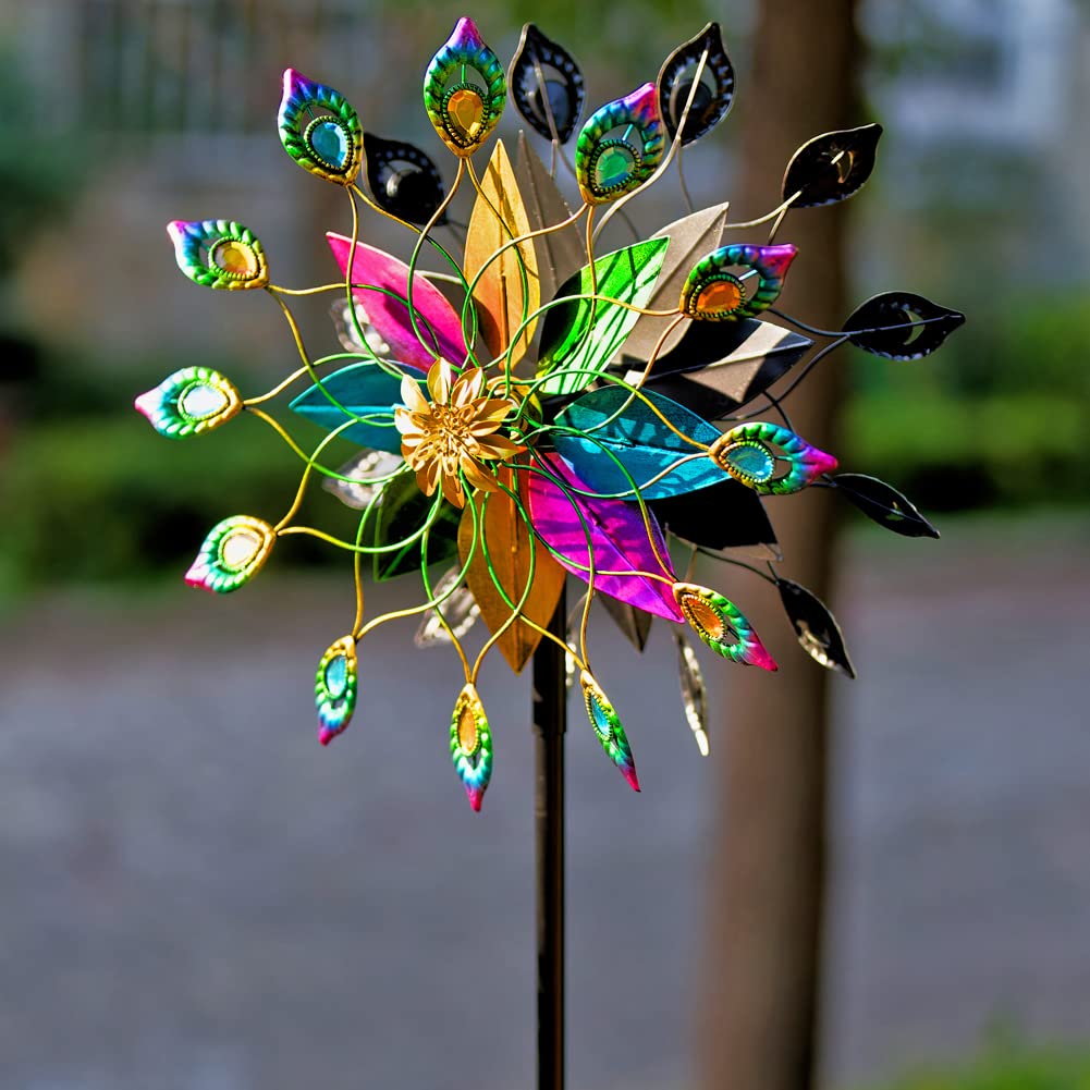 DREAMYSOUL 360 Degree Metal Wind Spinner for Yard & Garden - Large Outdoor Wind Sculpture Decor (66 x 16 Inches) - Perfect for Patio, Lawn, Backyard & Landscape Decoration