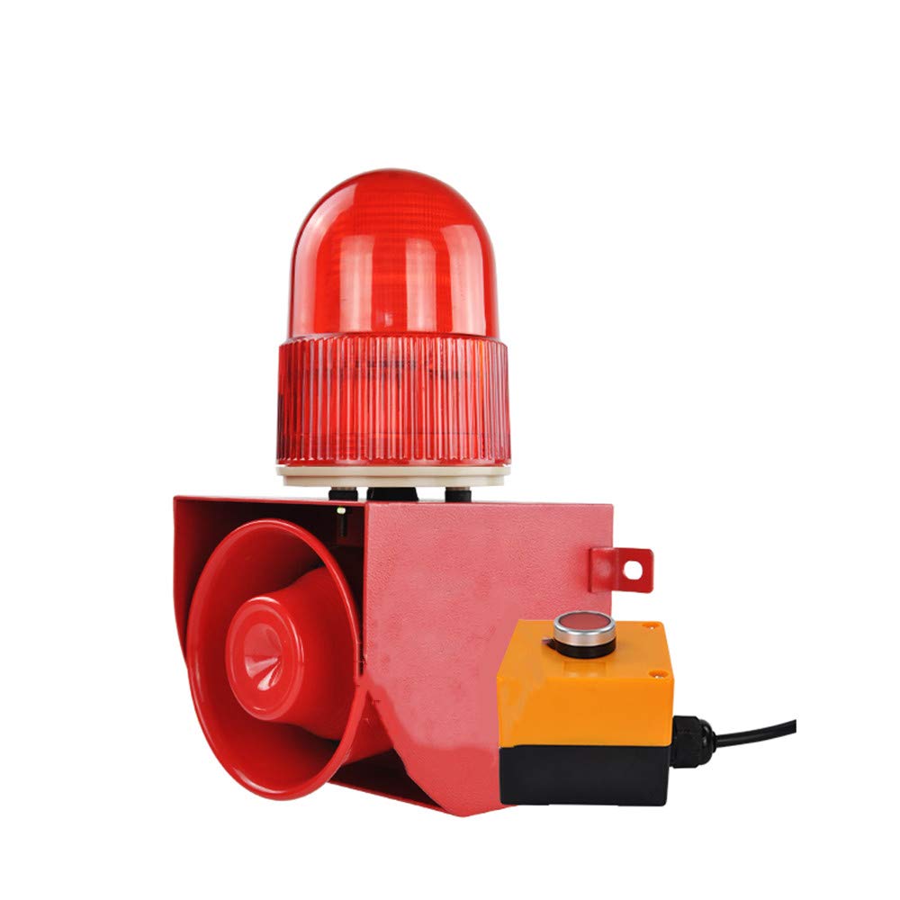 Industrial Sound Light Alarm Siren Horn with LED Warning Light - One Touch Emergency Voice Alarm & Strobe Light for School, Factory Safety (AC 110V) - Ideal for Emergency Alerts, Security Systems & Public Safety