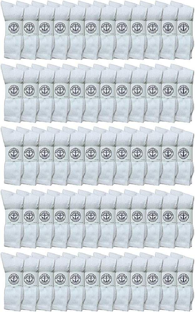 240 Pairs Bulk Wholesale Women's Crew Socks - Cotton Athletic Sports Socks for Running, Hiking & Casual Wear (Size 9-11) | Yacht & Smith Brand