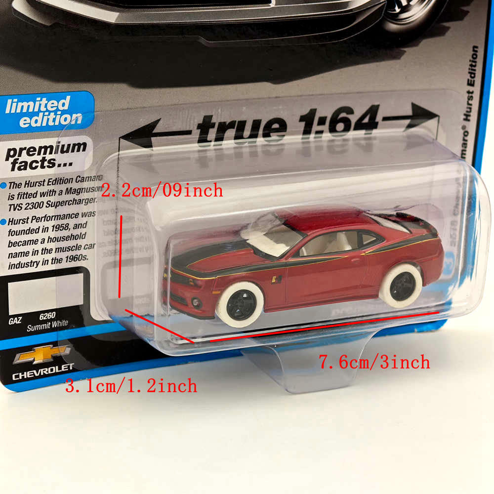 1/64 Scale 2010 Chevy Camaro Hurst Edition Red Diecast Model Car - Collectible Toy Vehicle for Display, Gifts & Racing Scenes