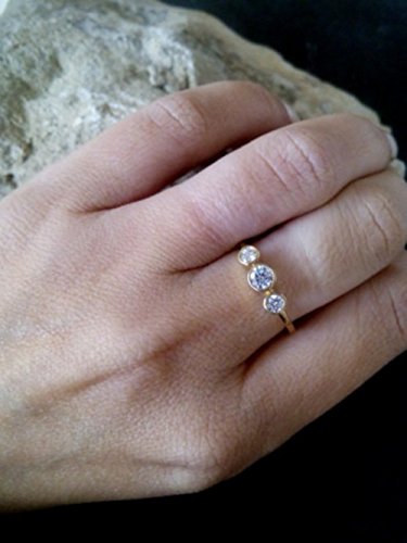 Exquisite Ruby Bezel Set Triple Band Gold Ring - 3 Stone Red Ruby Ring for Wedding, Engagement & Anniversary Gifts | Perfect for Proposals, Bridal Jewelry & Special Occasions