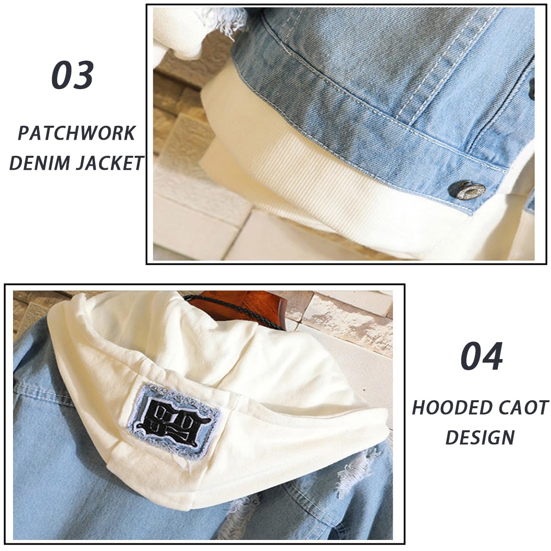 Tokyo Costume Women & Men Trucker Jacket - Classic Ripped Slim Fit Denim Jacket with Distressed Holes | Kaneki Ken Cosplay Hoodie | Perfect for Anime Conventions, Halloween & Streetwear Fashion