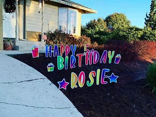 Personalized Happy Birthday Yard Sign - Rainbow Lawn Decoration for Outdoor Celebrations | Customizable Birthday Party Decor, Garden Sign for Special Occasions