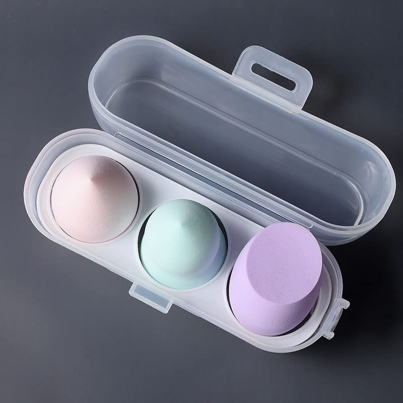 3-Piece Beauty Blender Sponge Set - Egg & Water Drop Makeup Puff for Flawless Foundation Application | Soft Cosmetic Sponges for Liquid & Powder Makeup | Perfect for Daily Makeup, Professional Use & Travel (Purple, One Size)