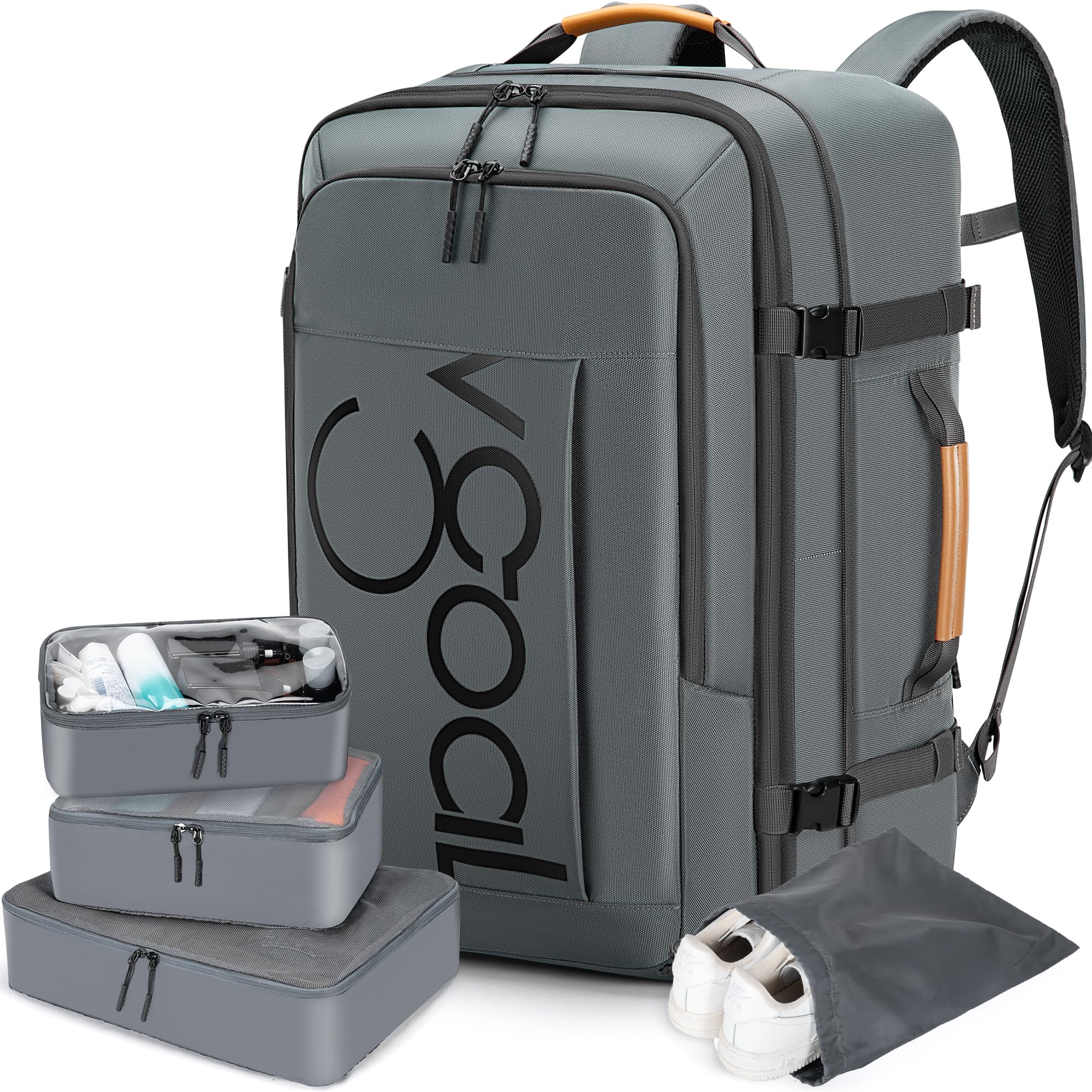VGOAL 40L Expandable Travel Backpack for Women & Men - Flight Approved Carry On Backpack with 4 Packing Cubes - Perfect for Weekend Trips, Business Travel & Outdoor Adventures