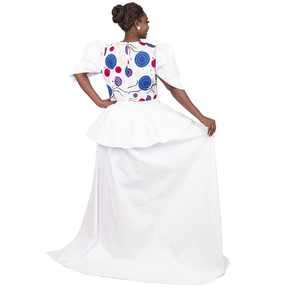 2 Pcs Women's Puff Sleeve Dashiki Top and Pant Set - African Print Party Outfit for Women, Casual Wear & Special Occasions