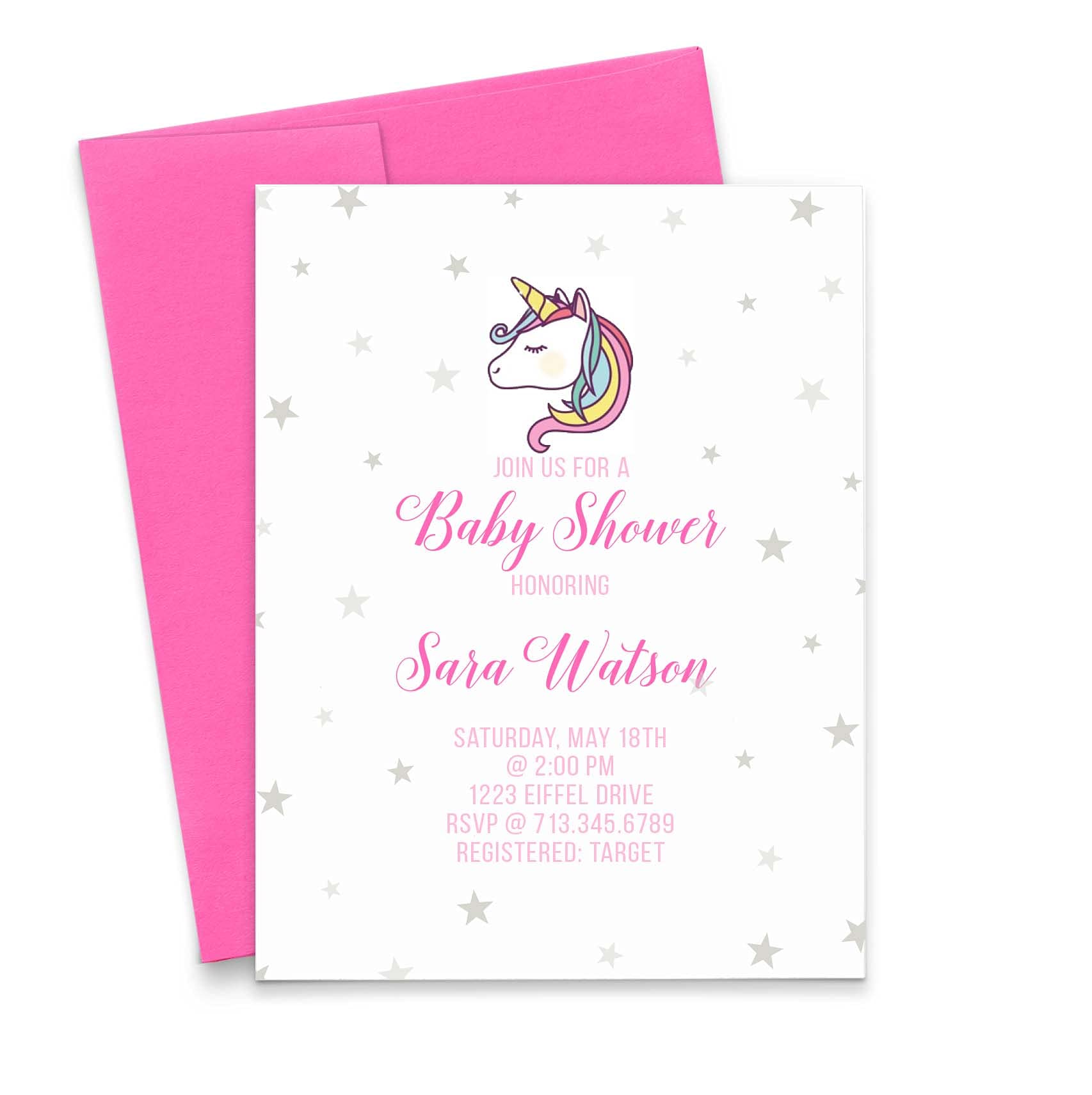 Unicorn Baby Shower Invitations for Girls - Customizable Quantity & Envelope Colors - Perfect for Magical Birthday Parties, Baby Showers & Special Celebrations