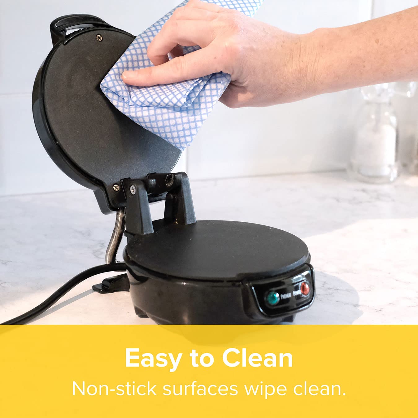 Drew & Cole Electric Sandwich Maker - Non-Stick Grilled Breakfast Sandwich Press with Easy Clean Plates for Quick Meals & Snacks - Perfect for Home, Office & Camping Use - Black
