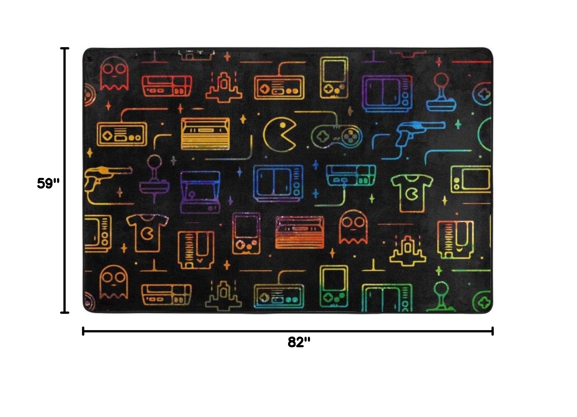 5' x 7' Video Game Controller Pattern Area Rug - Non-Slip Floor Carpet for Living Room, Bedroom & Kids Room Decor | Perfect for Gaming Setups, Sofa Mats & Home Interior Design