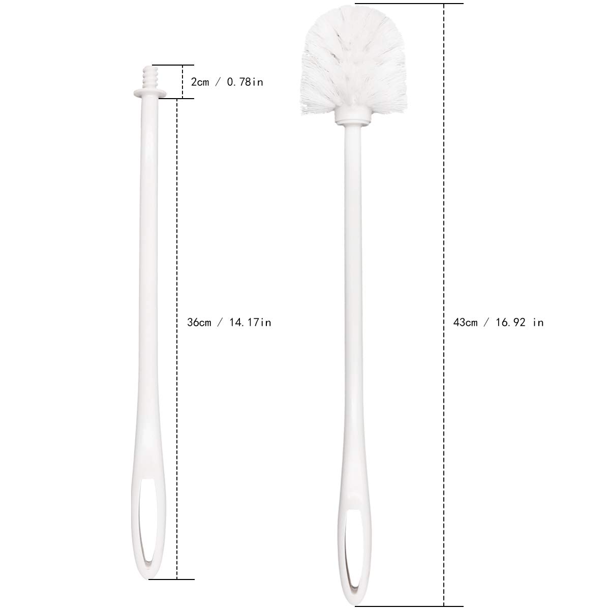 Eco-Friendly Plastic Toilet Brush Set with Soft Bristles & Long Handle (14.17 Inch) - 4 Pack - Perfect for Bathroom Cleaning & Hygiene Maintenance