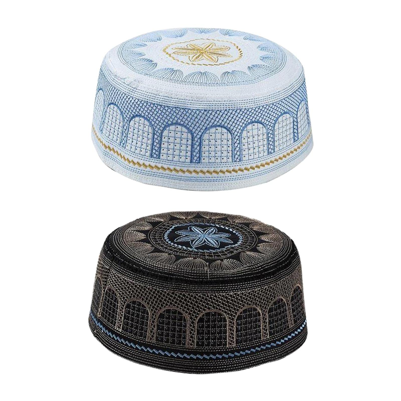 2 Pack Muslim Prayer Caps - Islamic Topi Beanie for Men & Women - Black - Perfect for Salah, Mosque, and Daily Wear