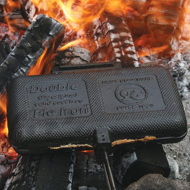 Cast Iron Double Pie Iron & Sandwich Maker - Perfect for Camping, Backyard BBQs, and Fire Pit Cooking - Make Delicious Pies, Sandwiches, and More Outdoors
