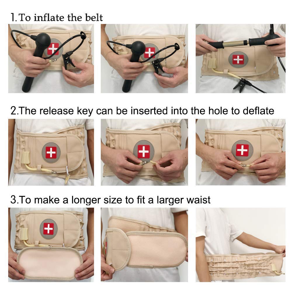 Decompression Back Belt for Lower Back Pain Relief - Spinal Air Traction Belt with Lumbar Support, Adjustable Waist 29-49 inches - Ideal for Office Workers, Drivers & Post-Surgery Recovery