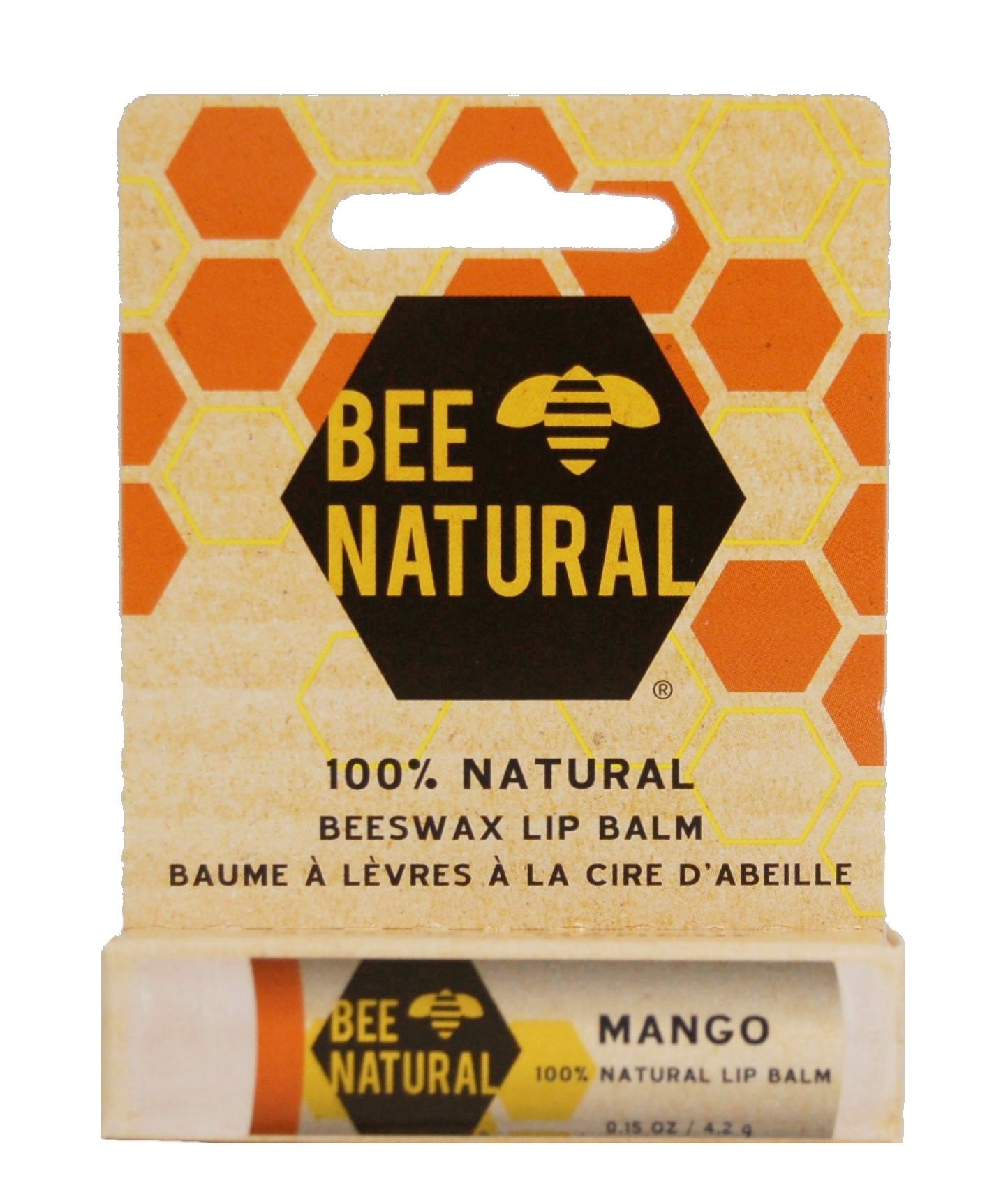 Bee Natural 100% Pure Beeswax Lip Balm - Mango Flavor | Moisturizing & Long-Lasting | Perfect for Dry Lips, Outdoor Activities & Daily Hydration