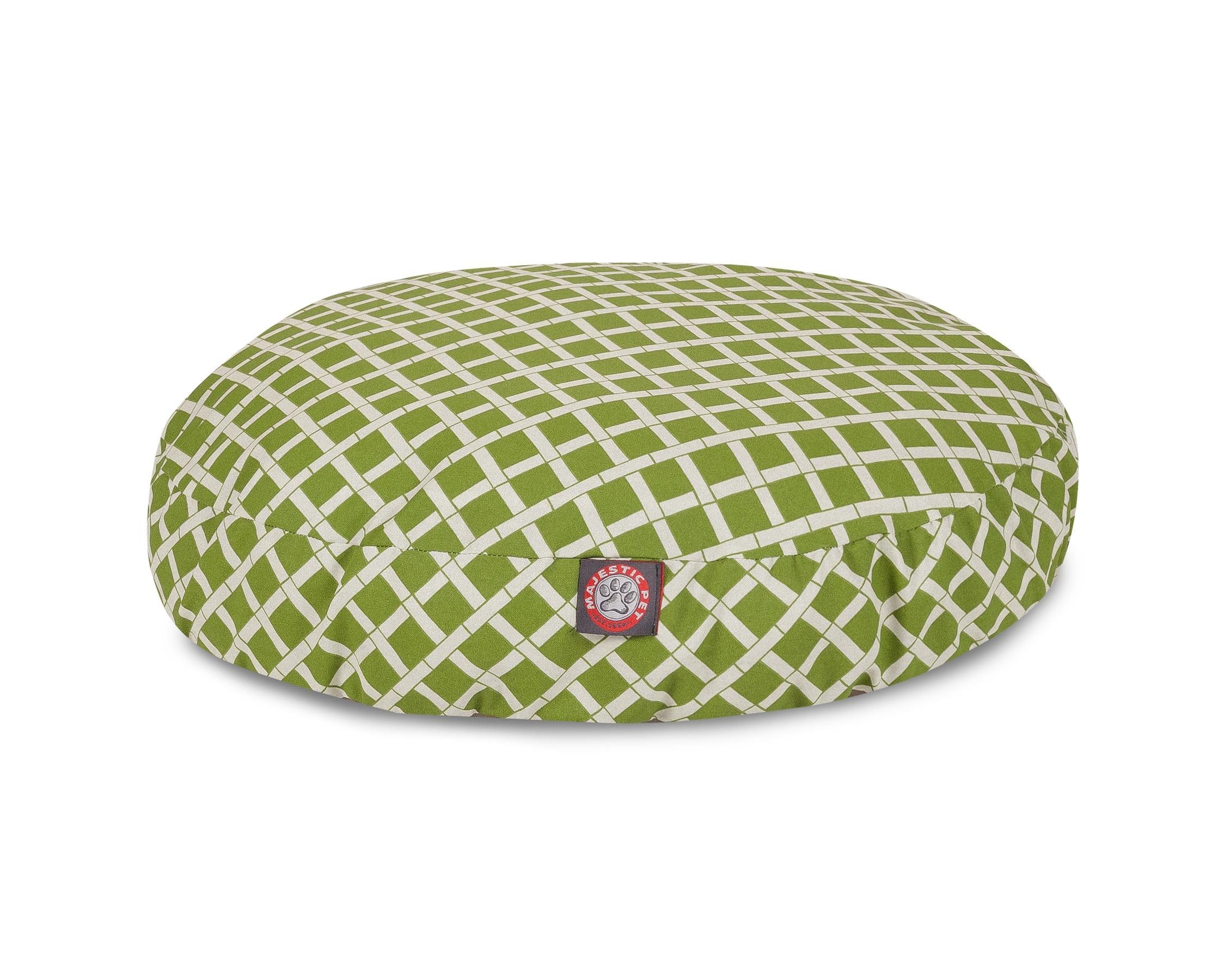Majestic Pet Bamboo Print Round Dog Bed - Medium Size, Sage Green - Cozy & Breathable for Small to Medium Dogs - Perfect for Indoor Lounging & Napping
