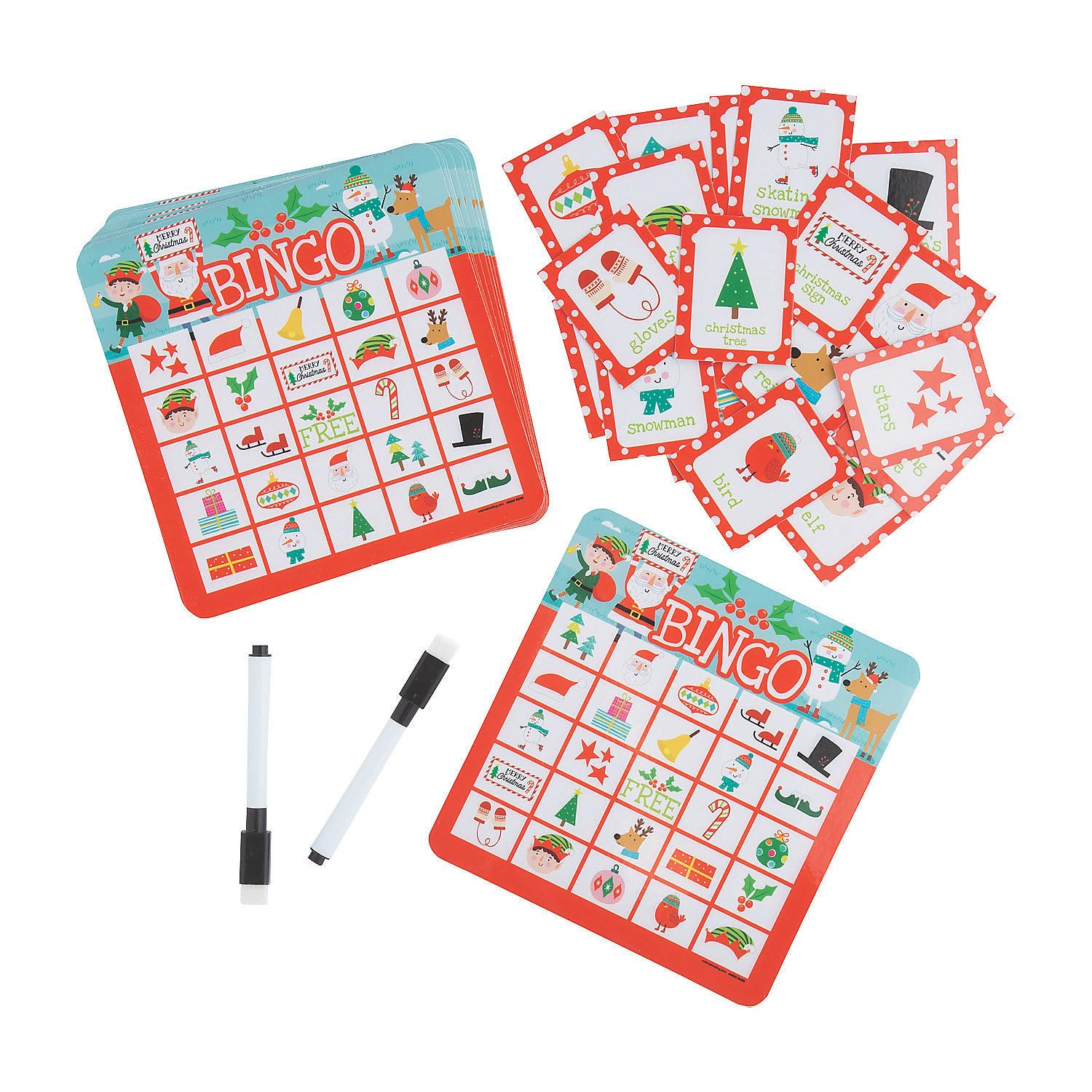 Fun Express Christmas Dry Erase Bingo Game Set - 12 Pack Holiday Party Activity for Kids & Family - Perfect for Classroom, Christmas Party & Winter Break Entertainment