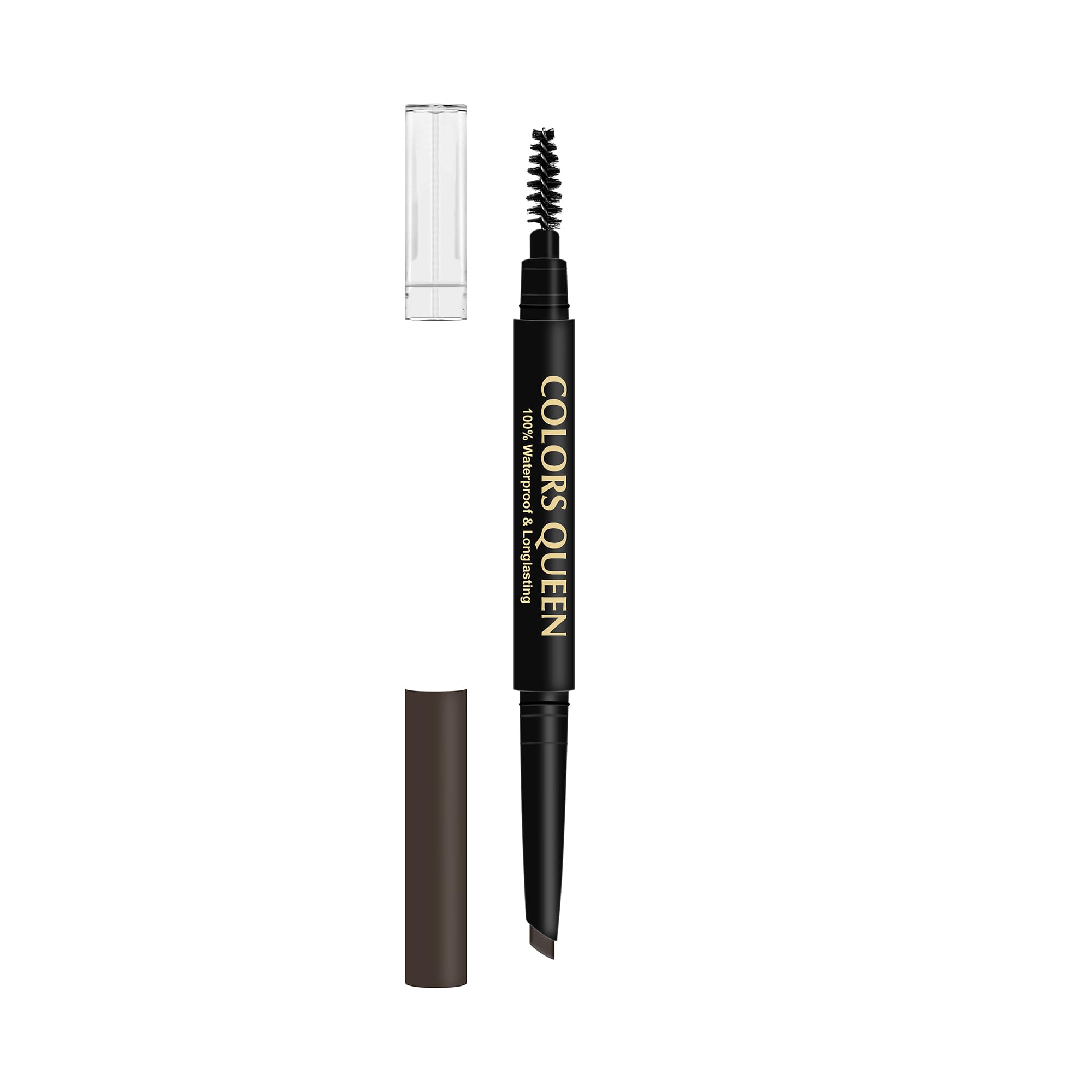 Colors Queen Brow Master Eyebrow Pencil with Spoolie Brush - Waterproof, Smudge Proof & Long Lasting - Natural Looking Brows for Everyday Makeup (Brown) | Perfect for Work, Date Night & Special Occasions