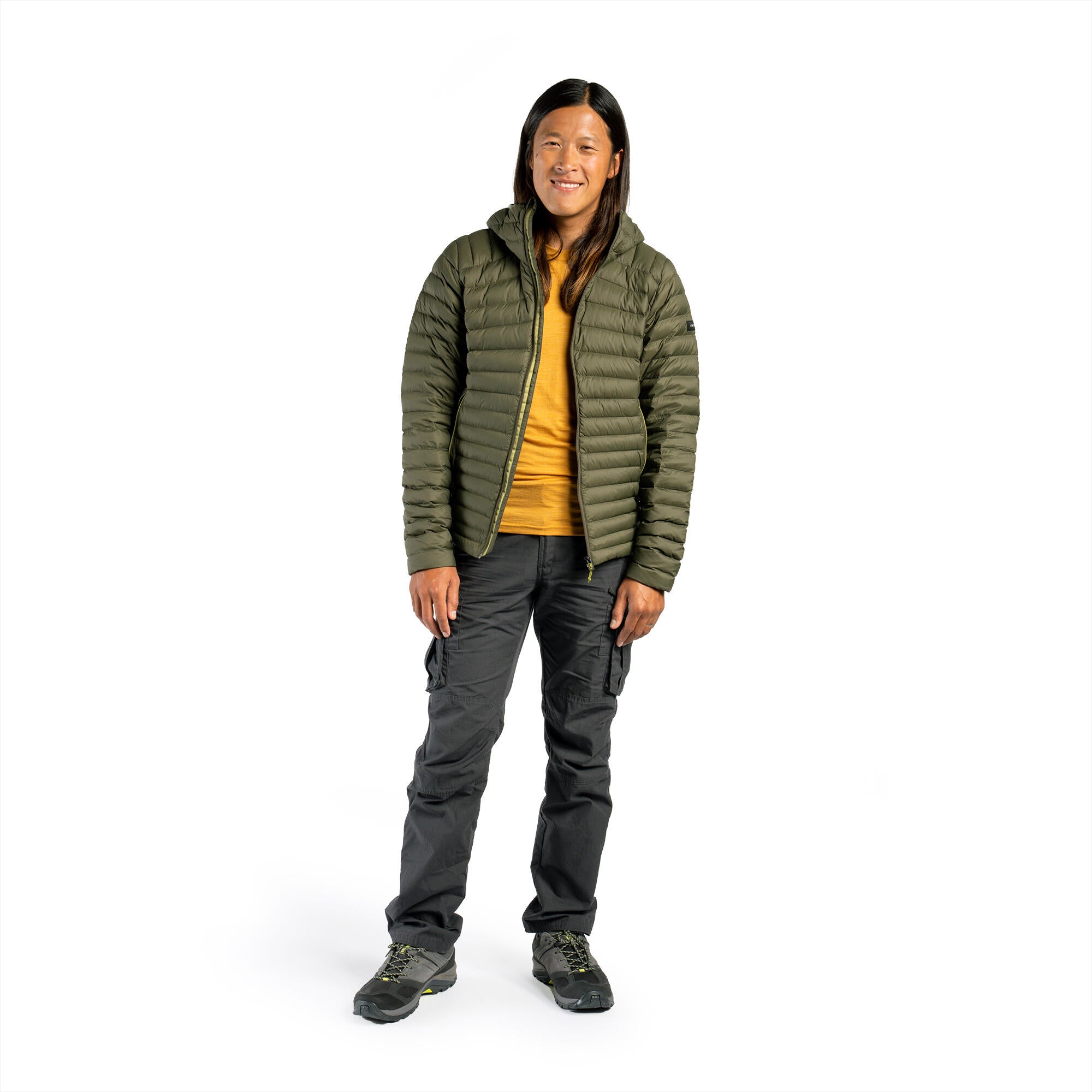 Forclaz Men's MT100 Hooded Down Puffer Jacket - Lightweight Winter Coat, Waterproof & Windproof, Warm Insulated Outdoor Jacket for Hiking, Skiing & Cold Weather Activities