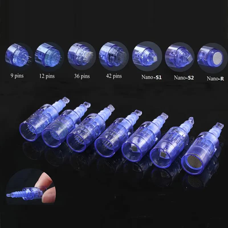 Dr.pen Ultima A6 Round Nano Cartridges 0.1mm Needle Disposable Replacement Parts (5 Pack) - Professional Derma Pen Refills for Micro-needling, Skin Rejuvenation & Hair Growth Therapy