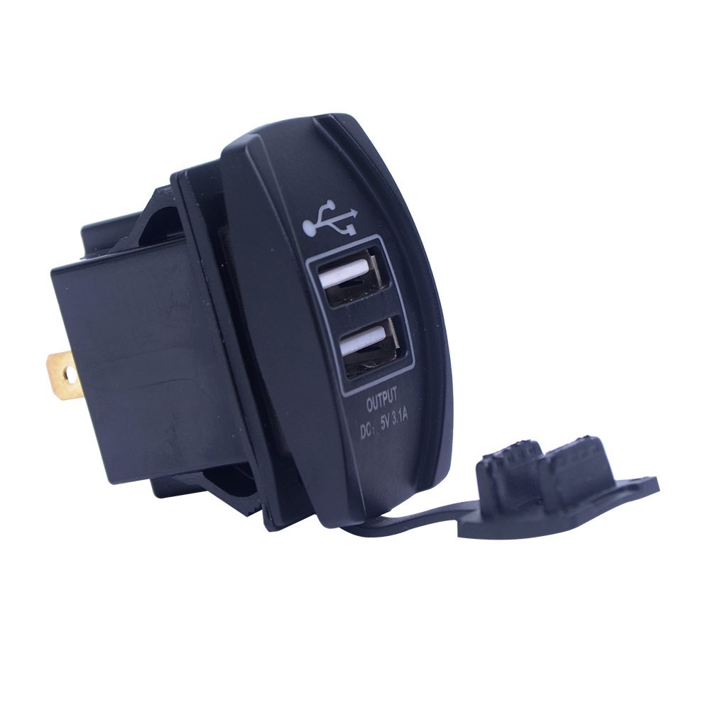 Universal Rocker Style Car USB Charger - Dual Port Fast Charging with Blue LED Light for Rocker Switch Panel | Perfect for Road Trips, Camping & Truck Accessories