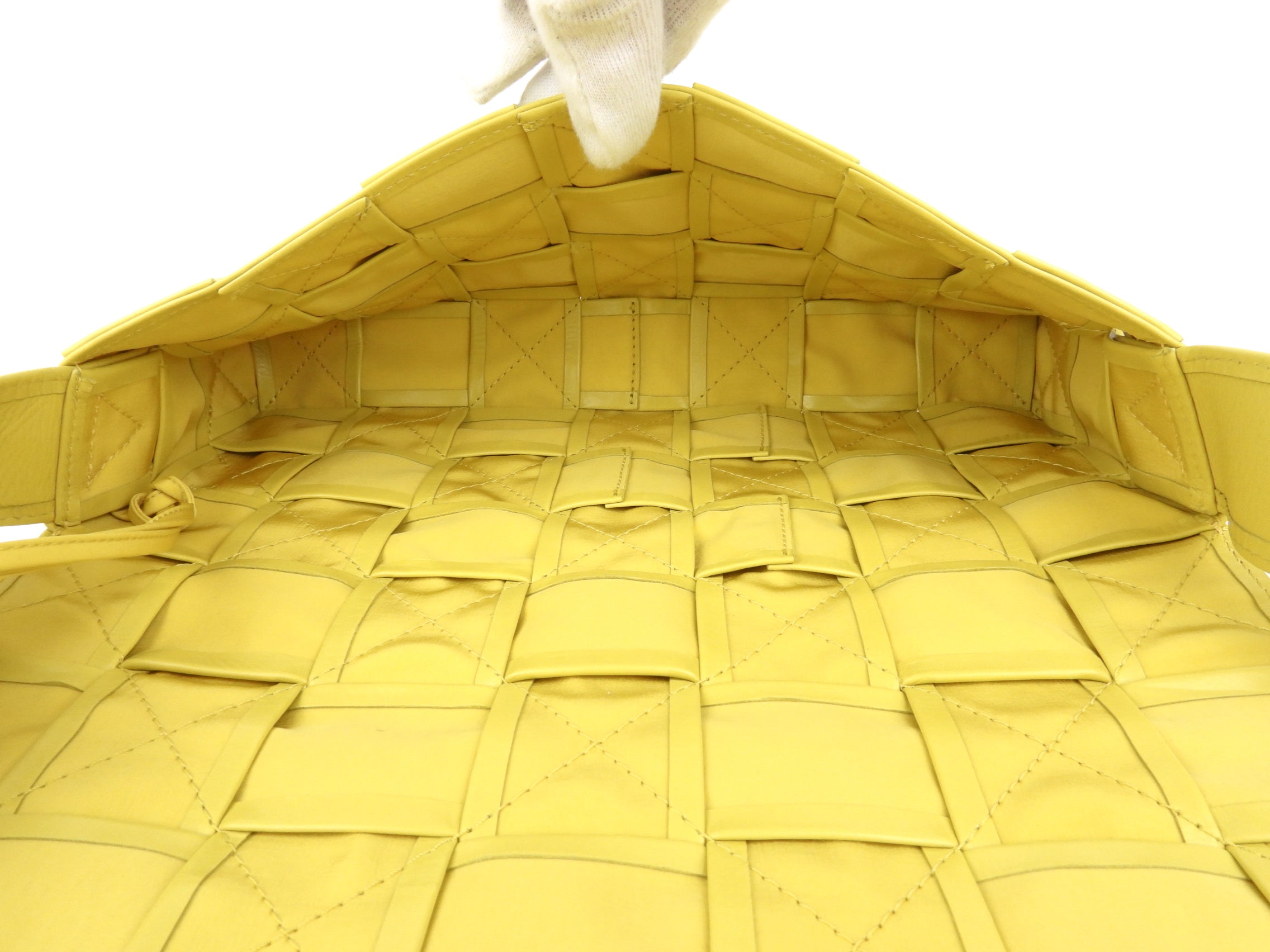 Bottega Veneta Yellow Shiny Leather Intrecciato Crossbody Shoulder Bag for Women | Luxury Designer Handbag for Everyday Use, Parties & Travel