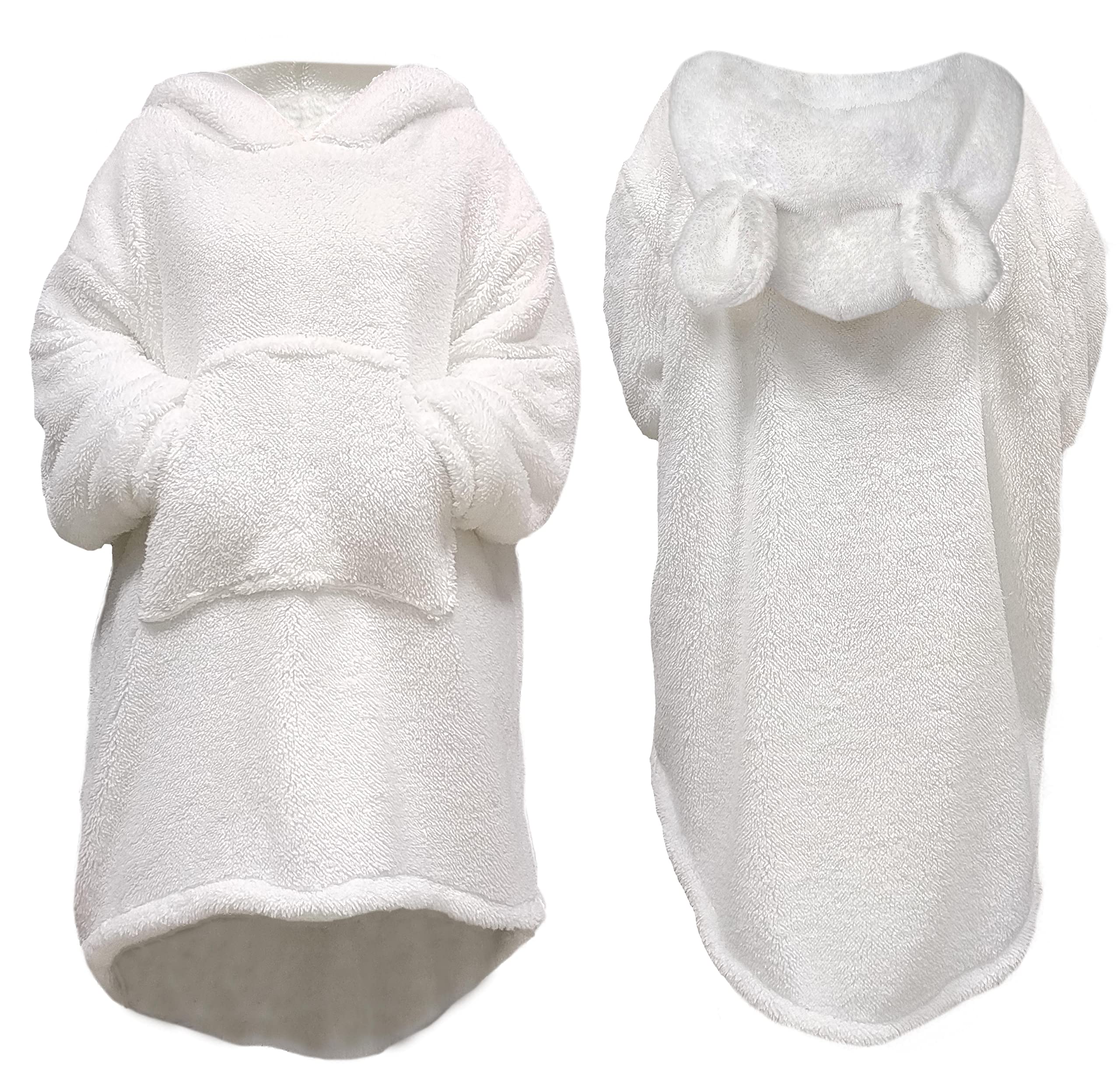 Soft Cozy Oversized Fleece Sherpa Blanket Hoodie for Women & Men - Bunny & Bear Design, Warm Fluffy Sweatshirt Jacket | Perfect for Lounging, Netflix Nights & Winter Comfort