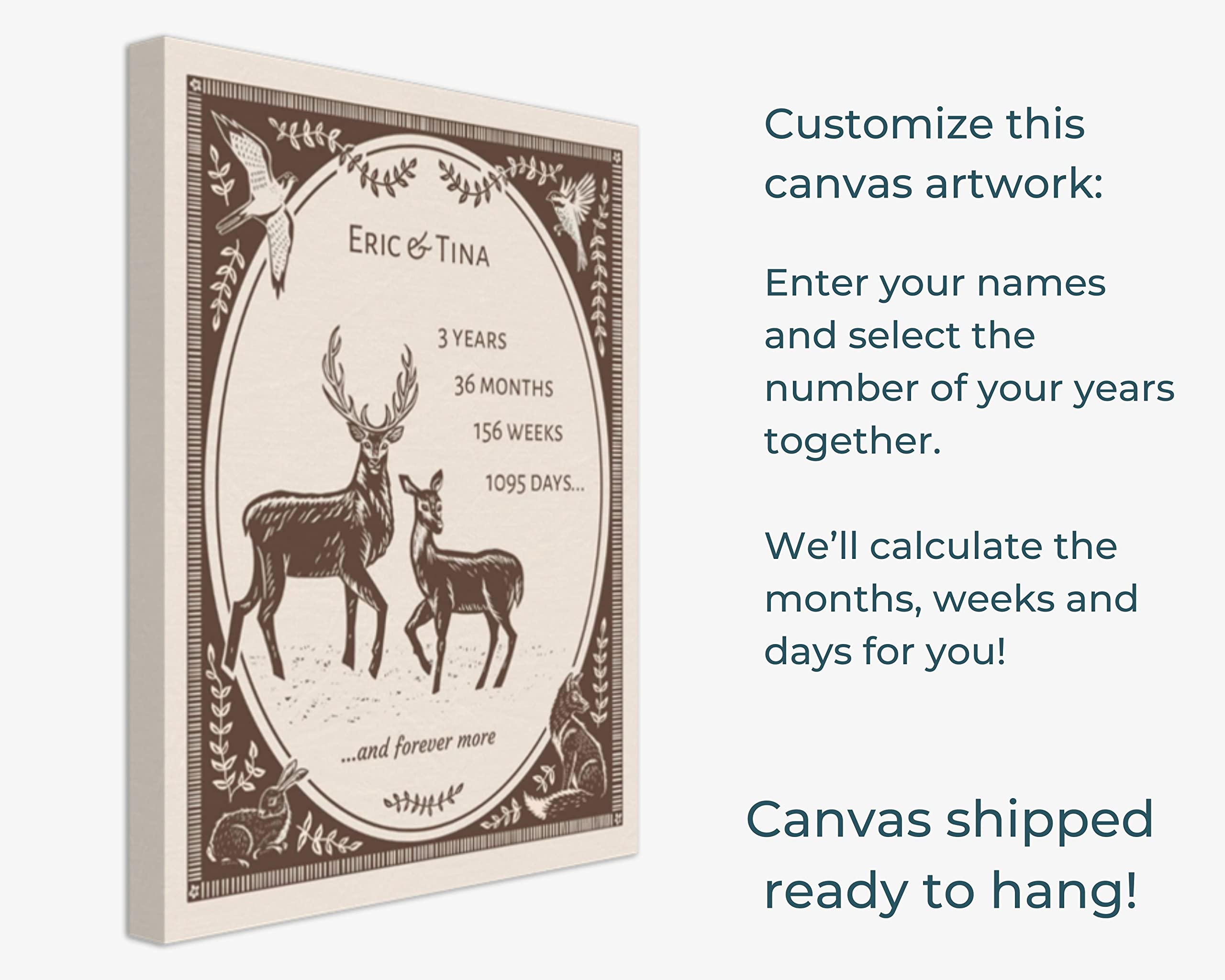 Custom Hunting Gift for Men & Women - Personalized Valentine's Day, Mother's Day & Anniversary Present - Hand-Drawn Nature Art on 11x14 Wrapped Canvas - Perfect for Outdoor Enthusiasts, Weddings & Home Decor