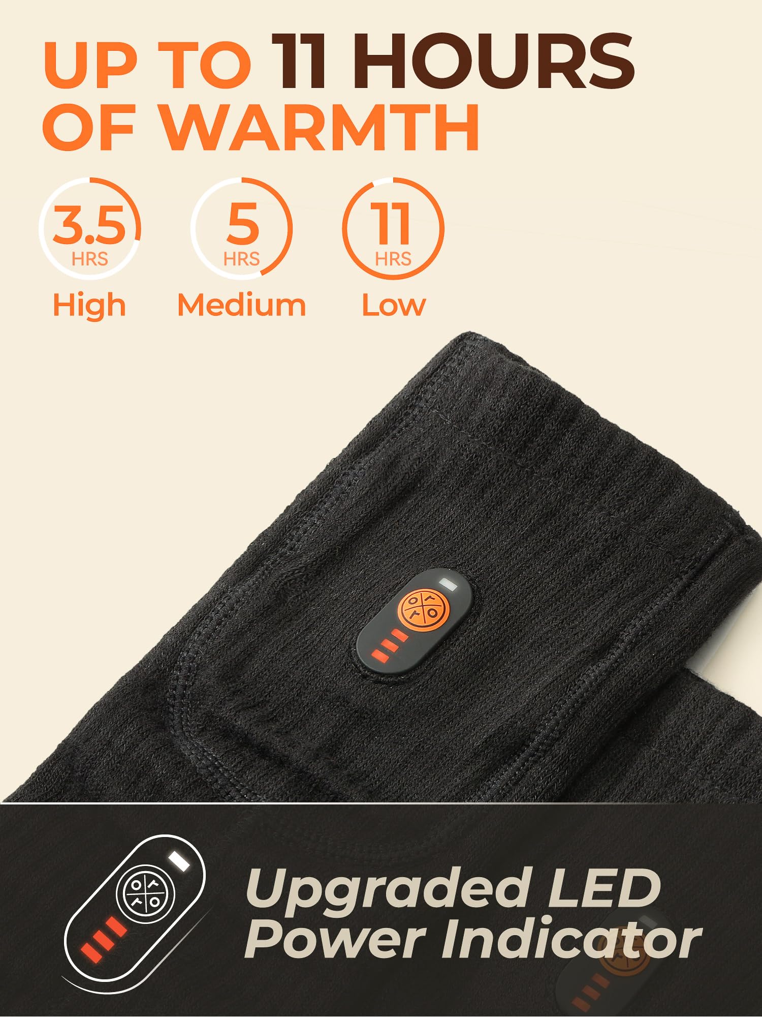 ORORO Upgraded Rechargeable Heated Socks for Men & Women - Electric Warming Socks for Cold Weather, Outdoor Activities, Hiking & Winter Sports (Charger Not Included) - Perfect for Skiing, Snowboarding & Winter Work