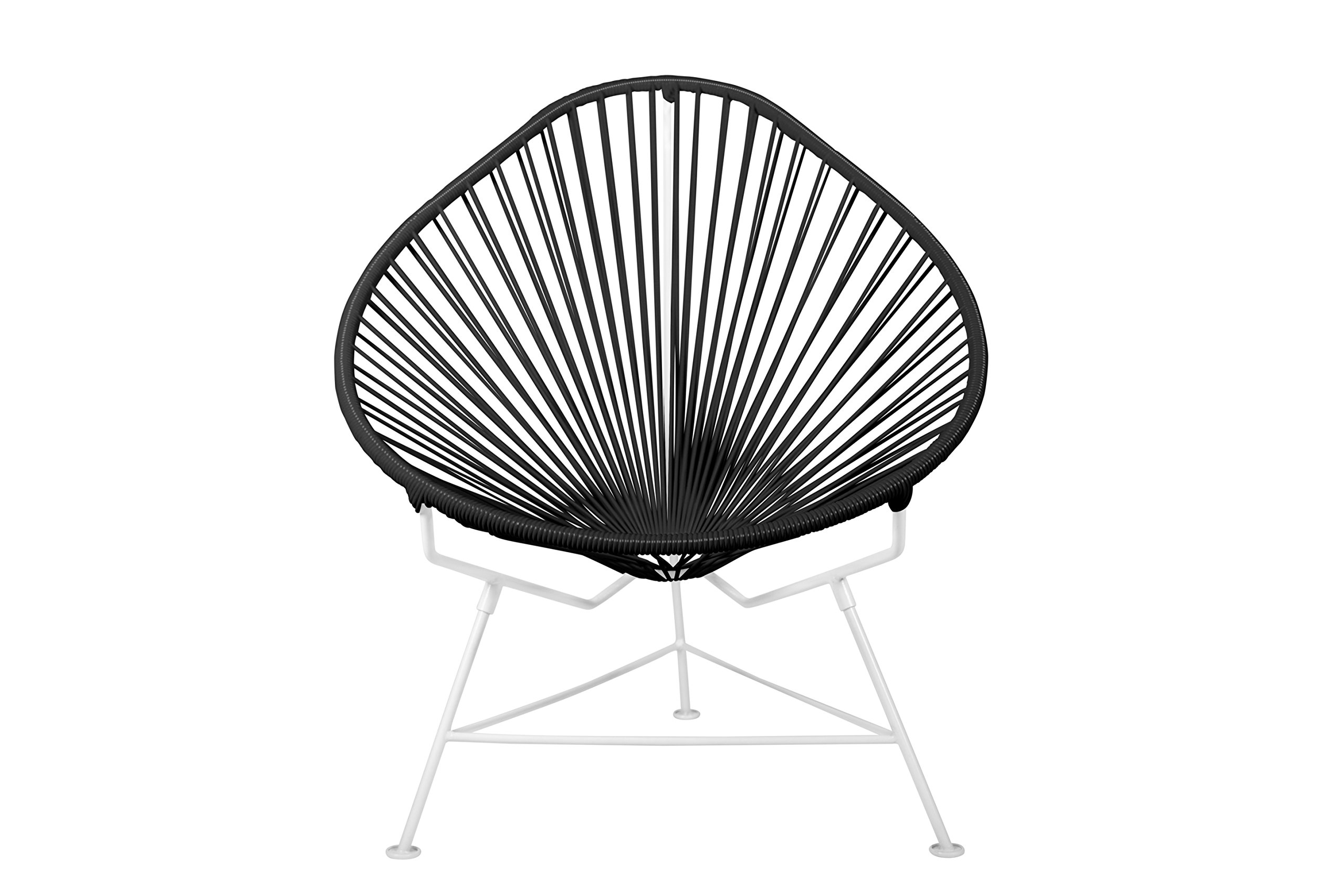 Innit Designs Baby Acapulco Chair - Black Woven Rattan on White Metal Frame - Perfect for Nursery, Patio, and Indoor Decor