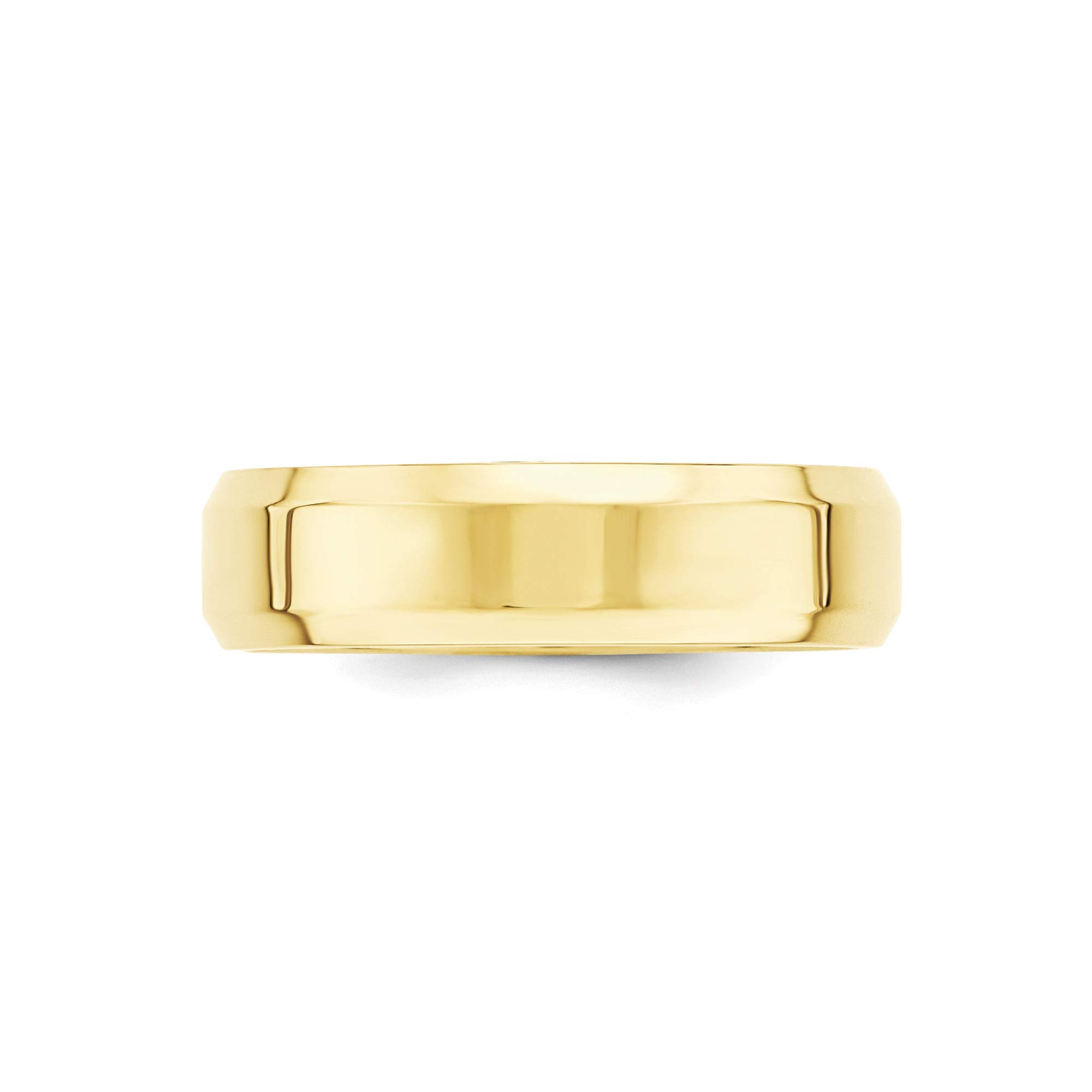 10K Yellow Gold 6mm Bevel Edge Comfort Fit Band Ring - Size 9 for Men & Women