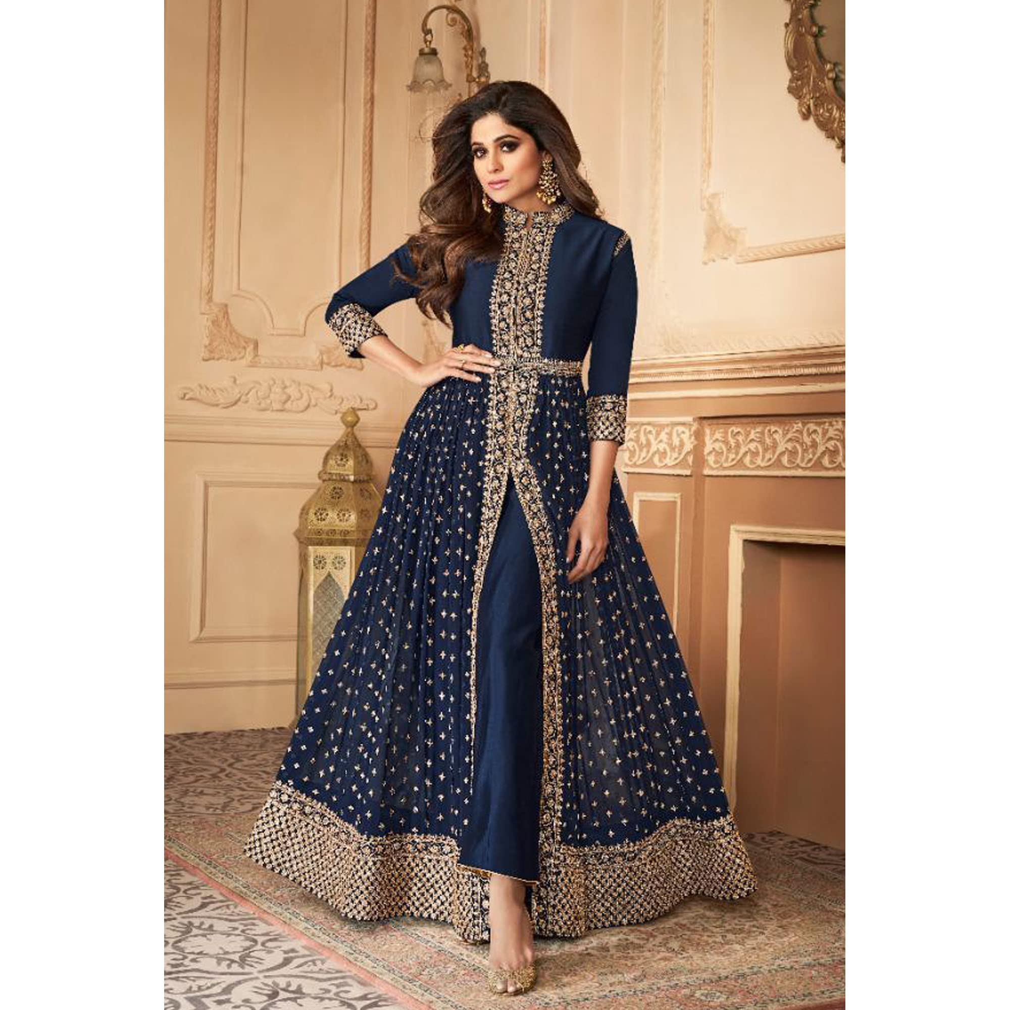 Elegant Embroidery Designer Silt Anarkali Gown Suits for Women | Traditional Indian Party Wear | Perfect for Weddings, Festivals & Special Occasions