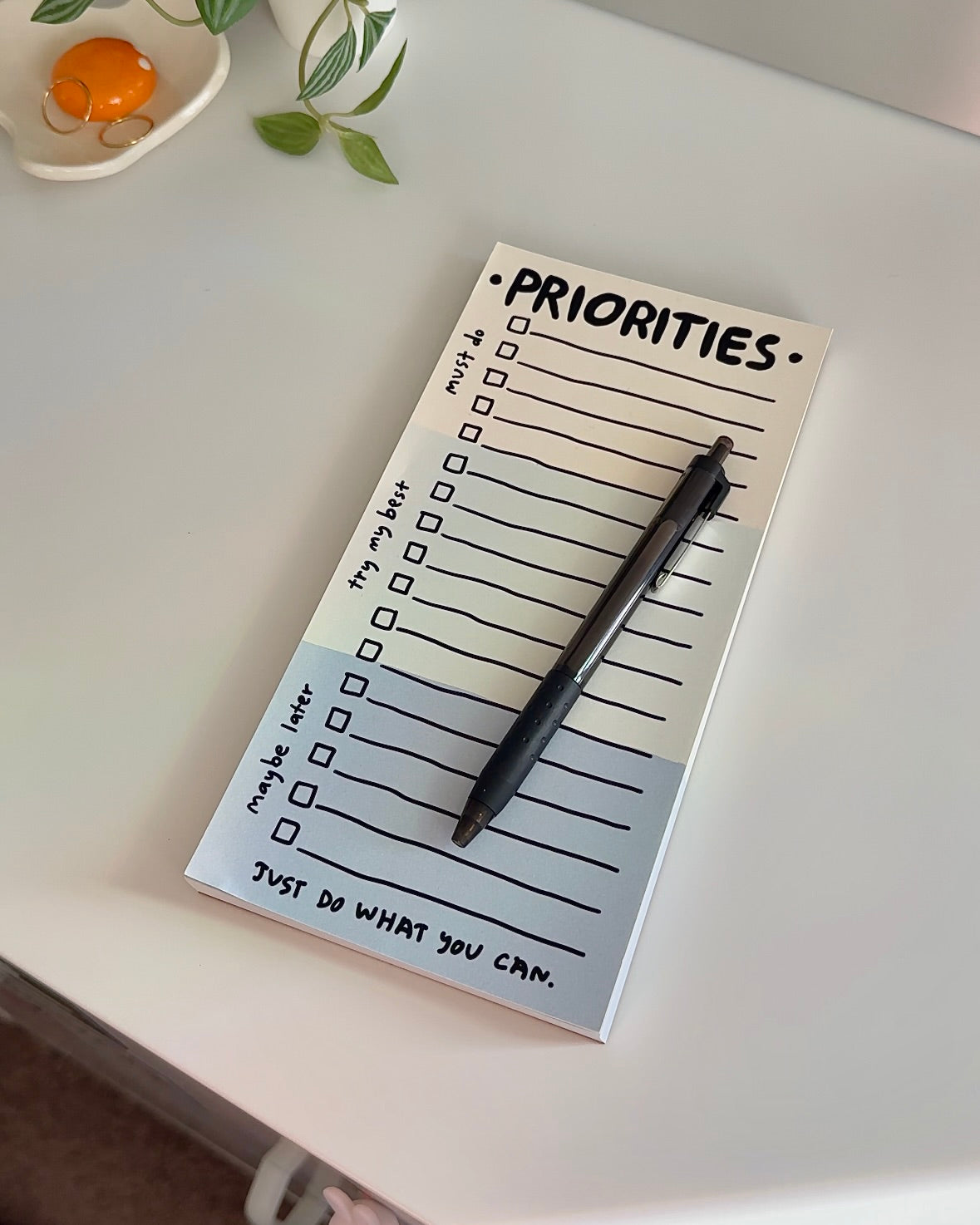 Priorities Magnetic Notepad - Gentle To-Do List Pad for Summer Reset & Soft Productivity | Refrigerator Organizer, Office Planning, Kitchen Memo Board for Home & Work Productivity