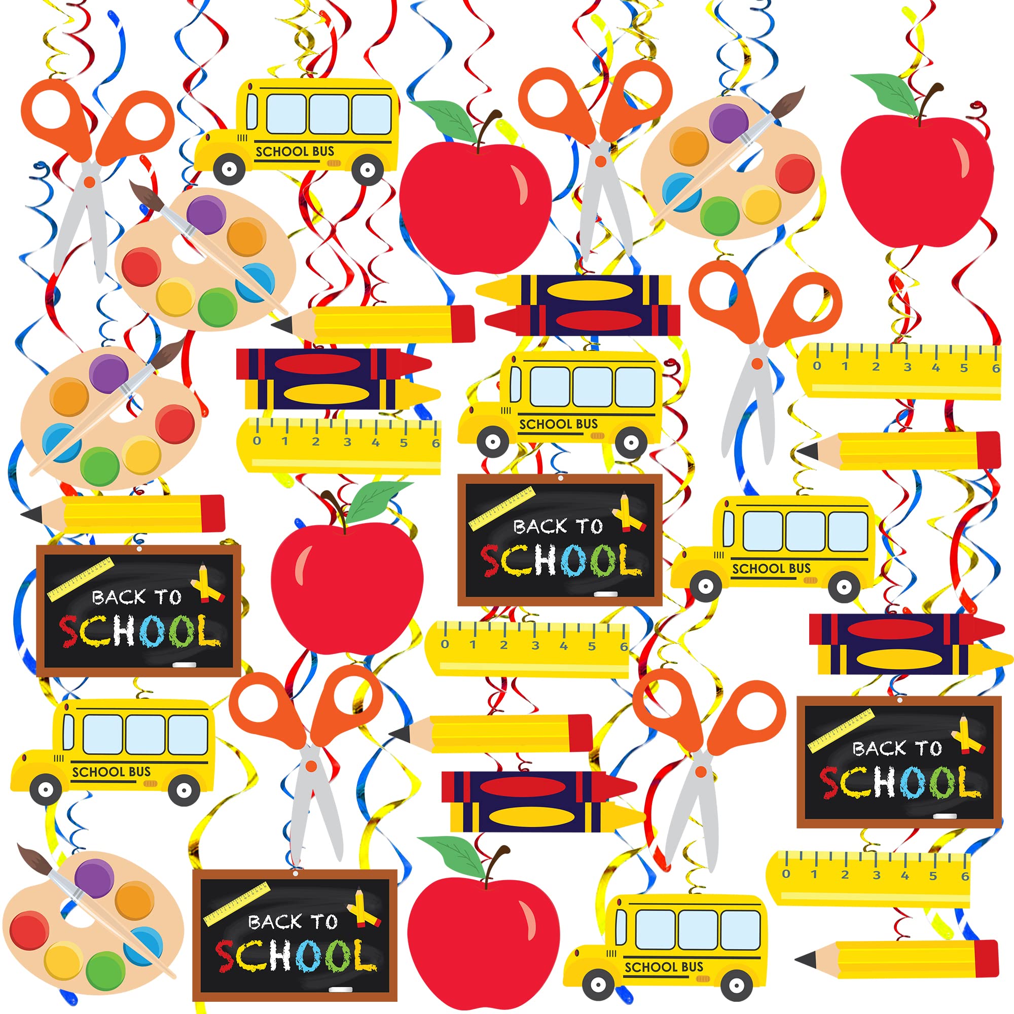 KatchOn Swirl Hanging Decorations - 46 Pack for Back to School Party & Classroom Ceiling Decor | First Day of School Supplies | Colorful Swirls for Bulletin Boards, Hallways & School Events