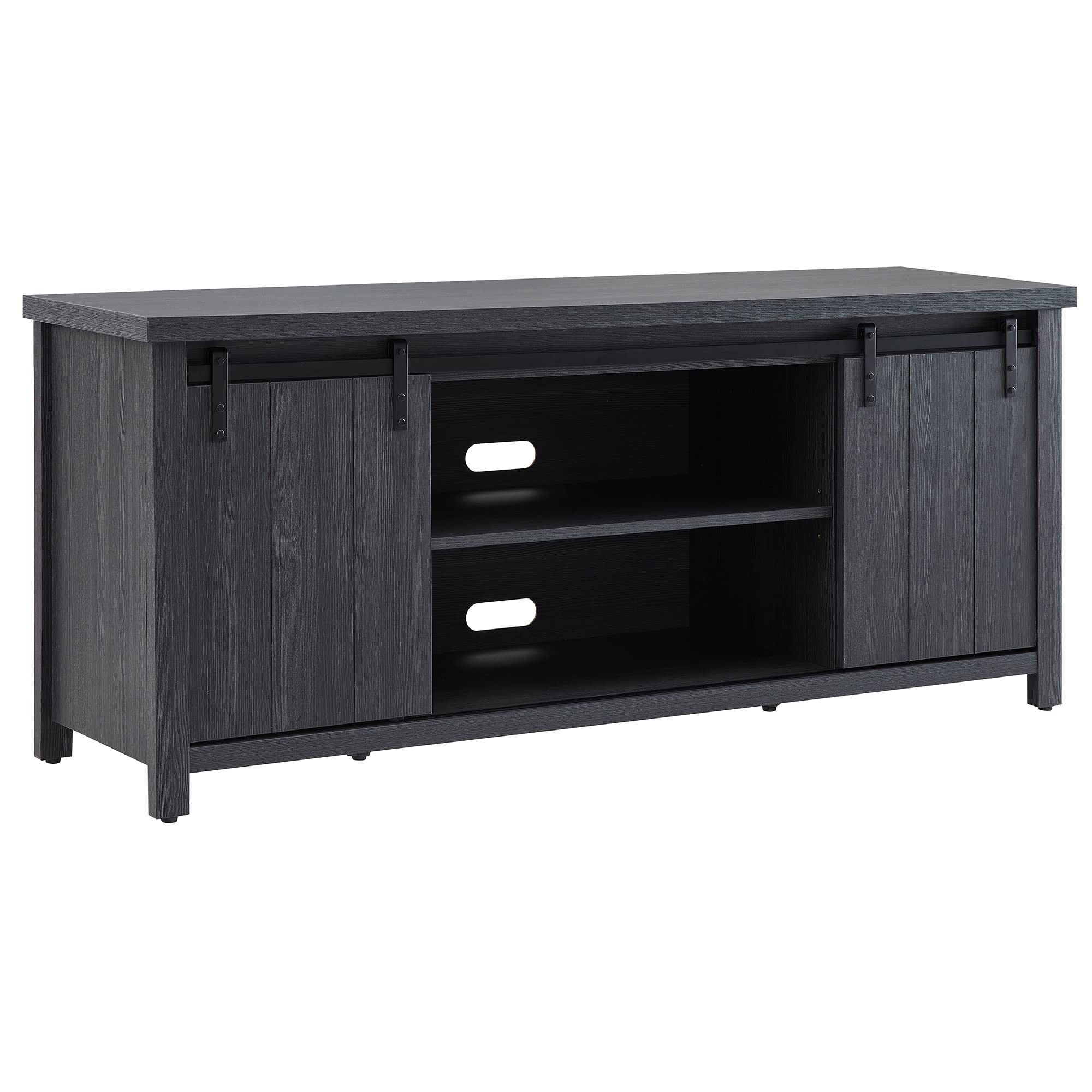 Deacon 65 Inch TV Stand - Modern Rectangular Entertainment Center with Storage Shelves for Living Room, Bedroom - Charcoal Gray Finish
