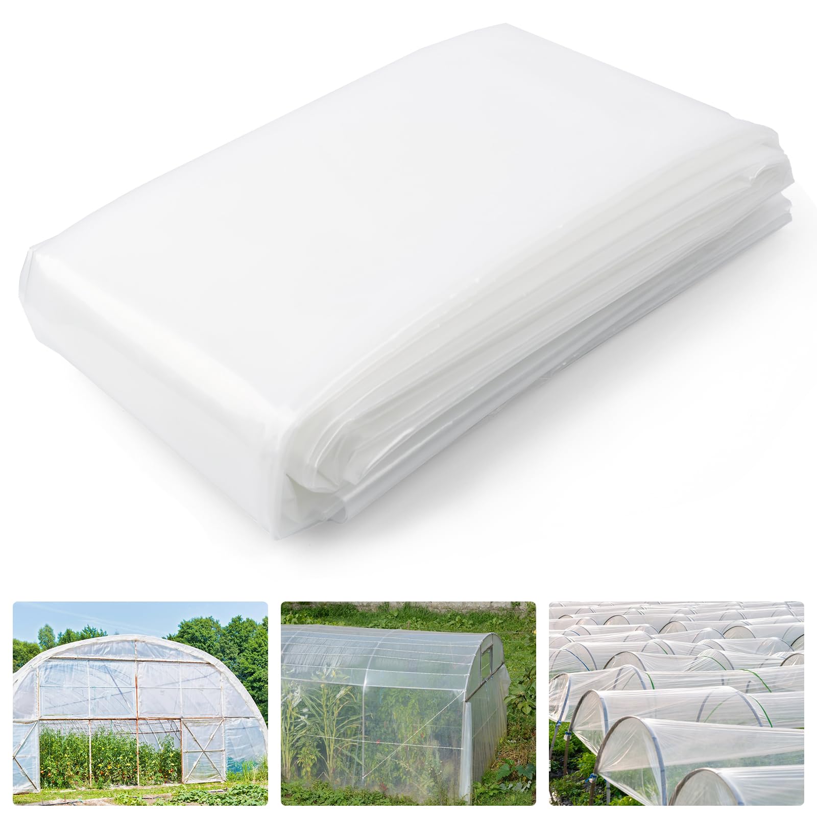 25 x 40 FT Heavy Duty 6 Mil Greenhouse Plastic Sheeting - UV Resistant Clear Greenhouse Film Cover for Plants, Vegetables & Flowers - Perfect for Farm, Garden, Nursery, Chicken Coop & Backyard Greenhouse Projects