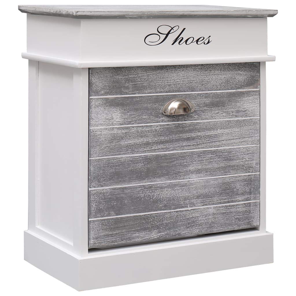 Modern Shoe Cabinet with Tilting Compartment - 19.7x11x22.8 Inch Gray Paulownia Wood Shoe Rack Storage Organizer for Entryway, Bedroom & Closet Organization