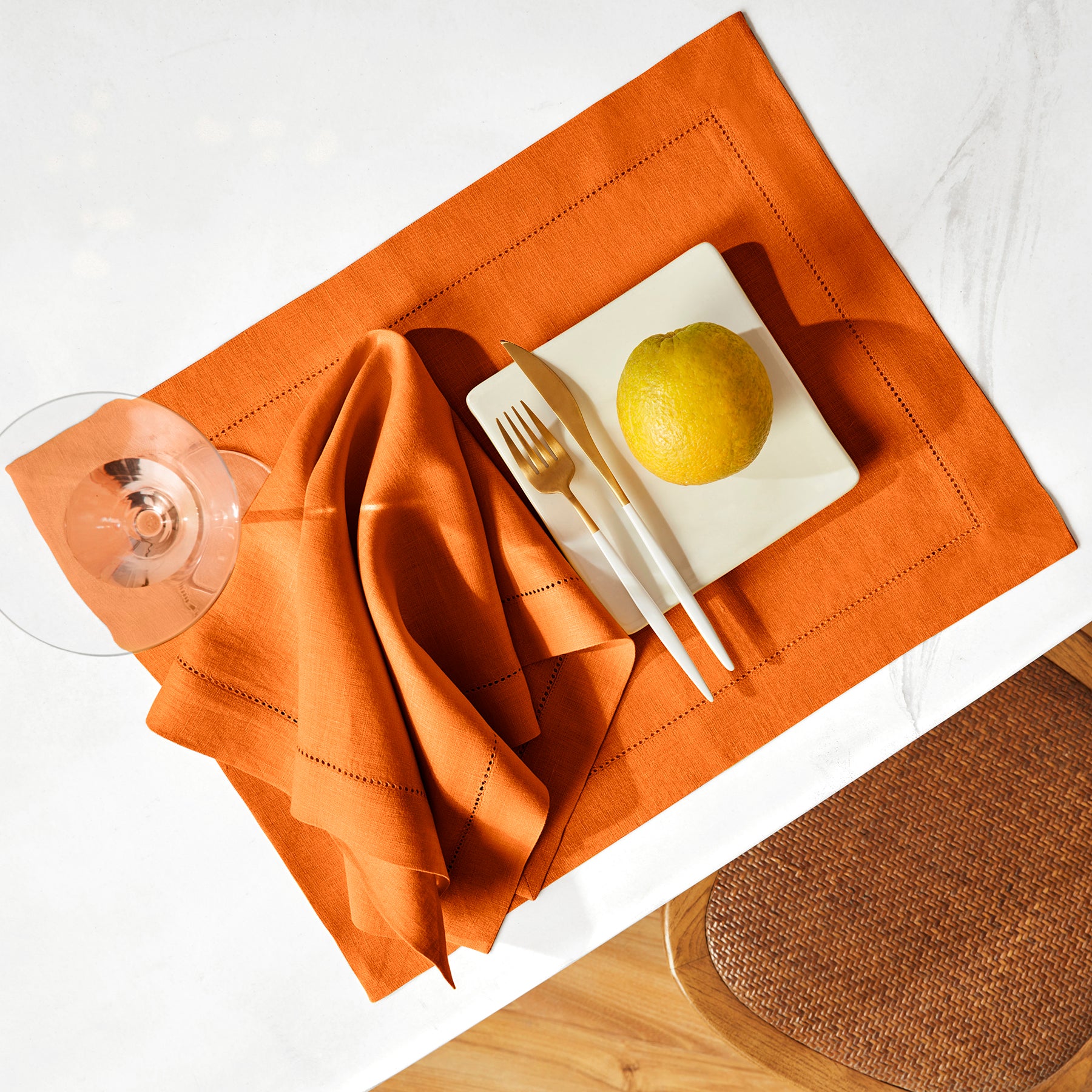 Sonoma Hemstitch Placemats Set of 4 - Premium Cotton Table Mats for Dining - Perfect for Dinner Parties, Holiday Meals & Home Decor
