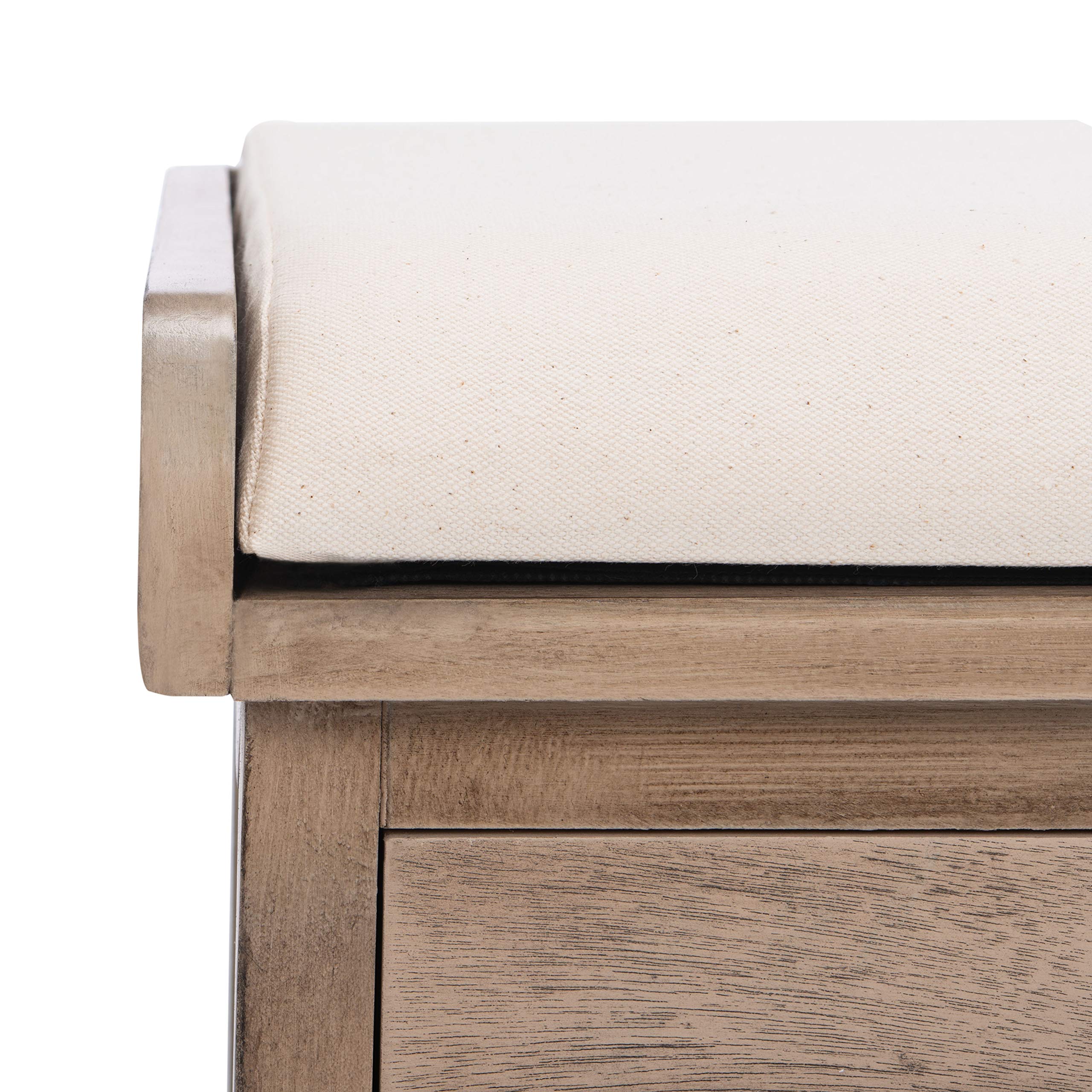 SAFAVIEH Landers Sand 3-Drawer Storage Ottoman Bench with Cushion | Multi-Functional Entryway, Bedroom & Living Room Furniture | BCH5703D