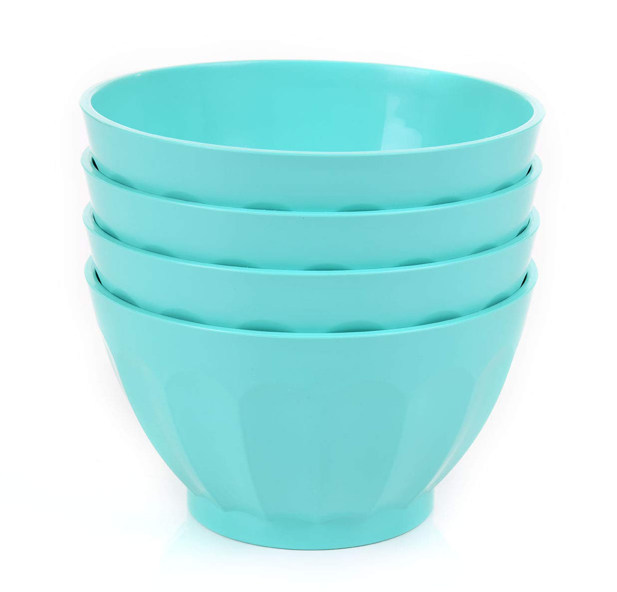 Mintra Unbreakable Plastic Bowls 4-Pack (1.8L Large, Teal) - BPA-Free Shatterproof Serving Bowls for Salad, Snacks, Cereal, Fruit, Popcorn & Soup - Perfect for Parties, Picnics, Camping & Family Dinners