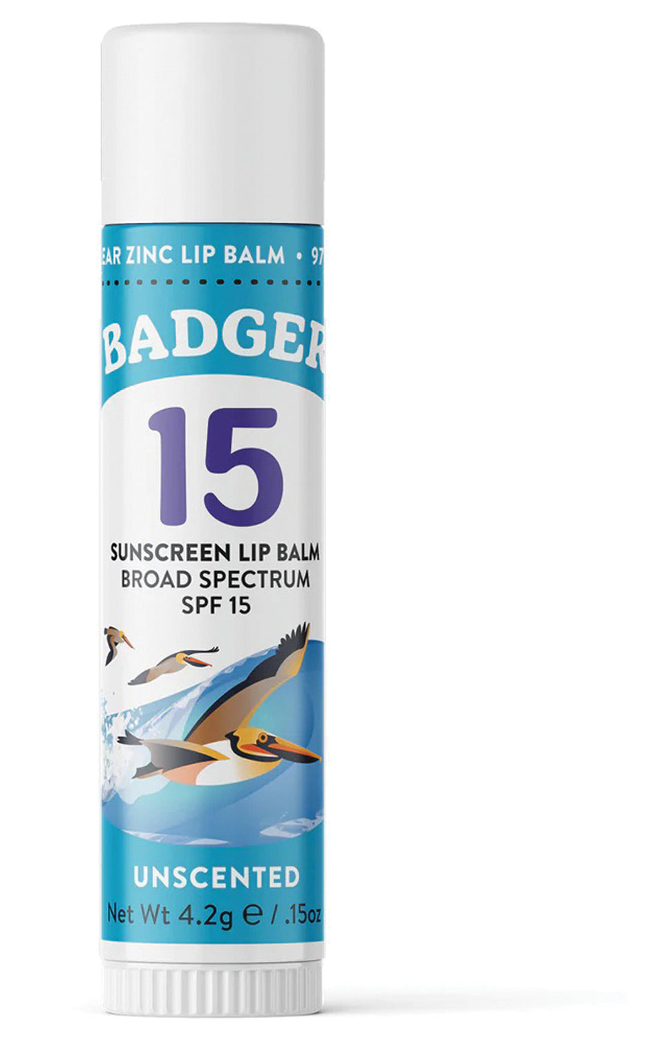 Badger Clear Zinc Lip Balm Stick SPF 15 - Natural & Organic Lip Sunscreen for Dry, Chapped Lips - Moisturizing Sun Protection for Outdoor Activities, Hiking, and Beach Days