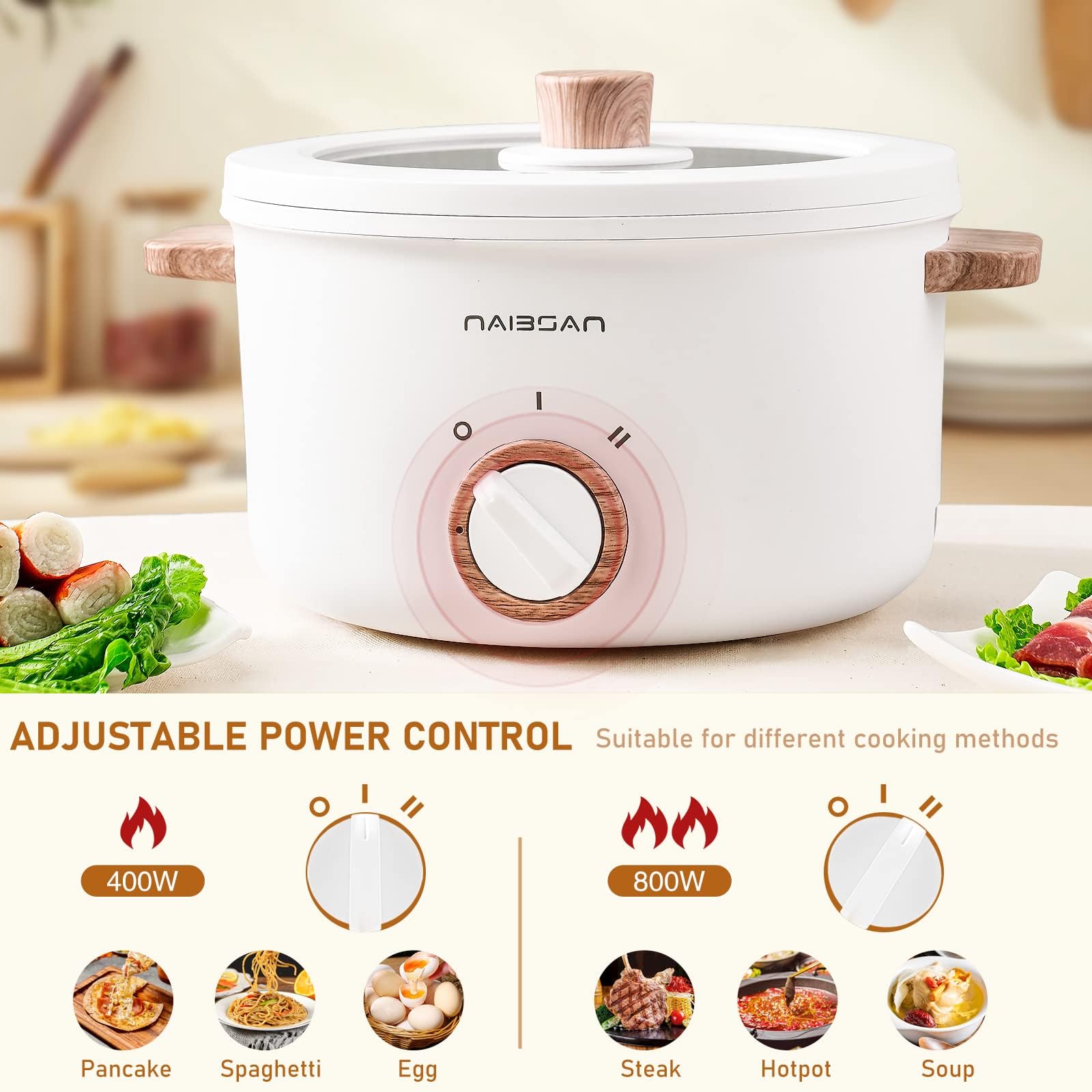 800W Electric Pot with Handle - 2.5L Multifunctional Non-Stick Cooker for Shabu-Shabu, Noodles, Pasta & Sautéing | Portable Ramen Pot Perfect for Dorm, Office & Small Kitchen Cooking | Fast Heating & Easy Clean Electric Skillet for Quick Meals