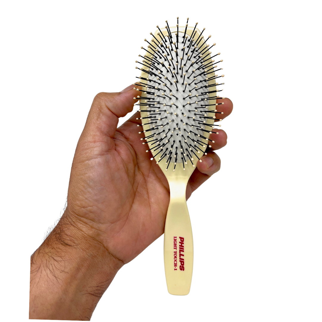 Phillips Light Touch 1 Oval Cushioned Hair Brush with 11 Rows of Soft Bristles - Gentle Detangling & Styling for All Hair Types - Perfect for Home, Salon & Travel Use (Ivory)