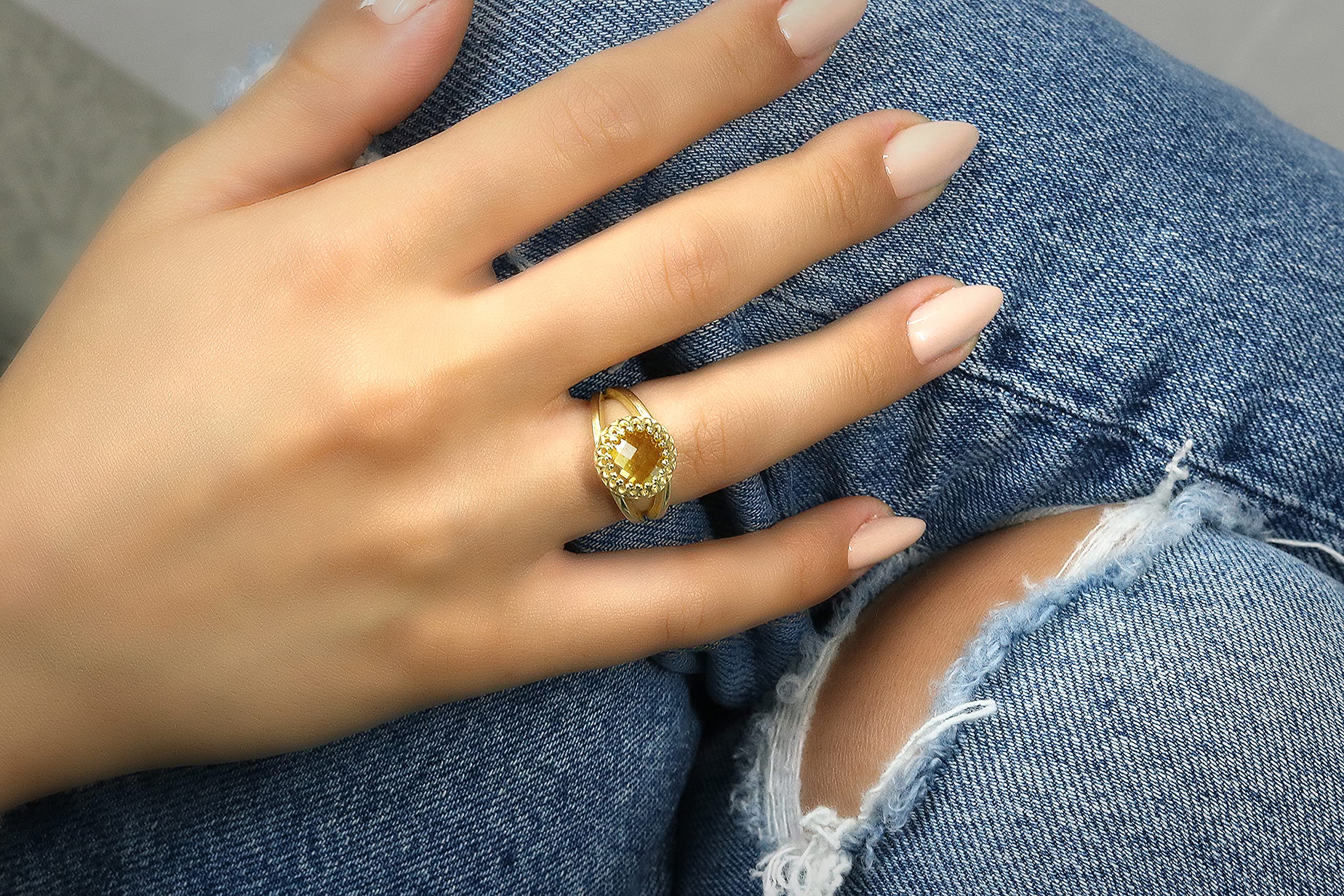 Vintage Citrine Ring for Women - Handmade Gold Jewelry for Gifts | Wedding, Anniversary