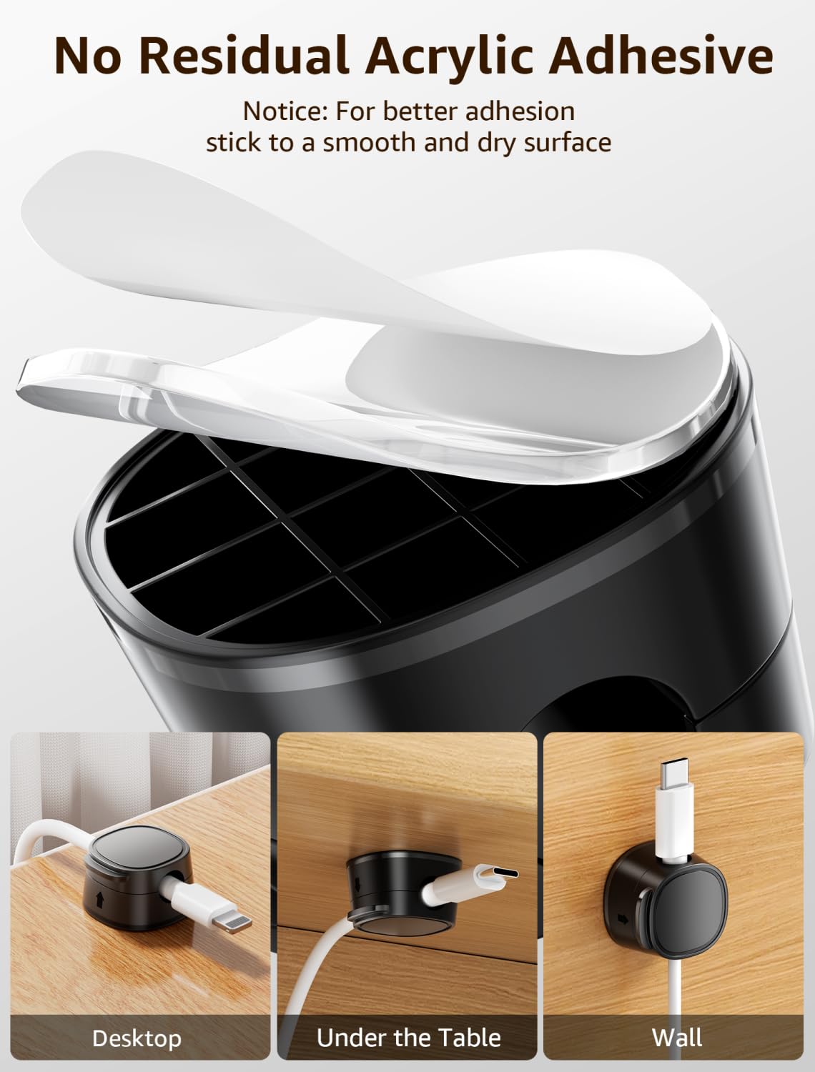 12 Pack Magnetic Cable Clips - Adjustable Adhesive Cord Holders for Desk, Wall & Car - Phone Charger Organizer for Nightstand & Office - Perfect for Cable Management & Home Organization