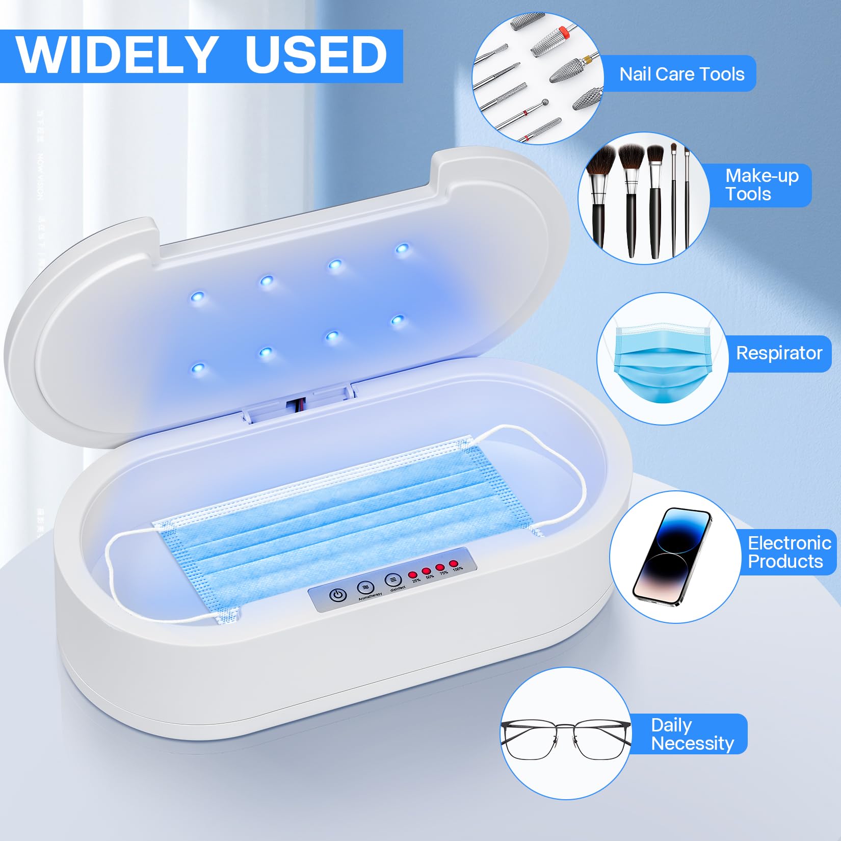 UV Nail Tool Sterilizer Box - Portable Aromatherapy Sanitizer for Manicure Salon, Jewelry, Phone & Makeup Accessories | Disinfect Nail Clippers, Files & Beauty Tools with Germicidal Light - Perfect for Home, Spa & Professional Use