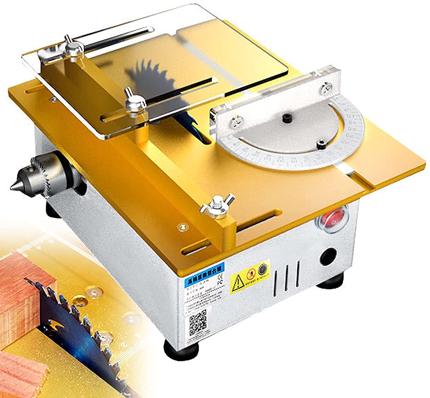 Adjustable Speed Table Saw with Copper Motor - All Aluminum Body Desktop Circular Saw for Wood, Metal & Plastic - 180° Cutting, Grinding & Polishing (Orange, Size C) - Perfect for DIY Projects, Woodworking & Metal Crafting