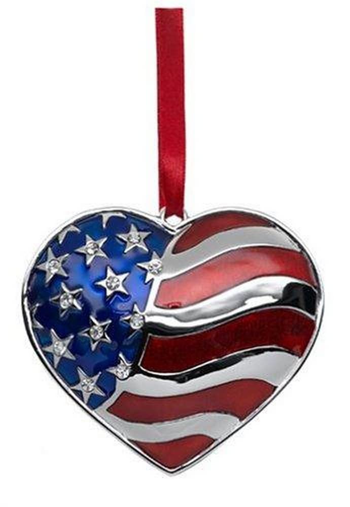 Lenox Silver-Plated Heart of America Ornament – Elegant Holiday Decoration for Christmas Tree & Home Décor | Perfect Gift for Collectors & Patriotic Celebrations