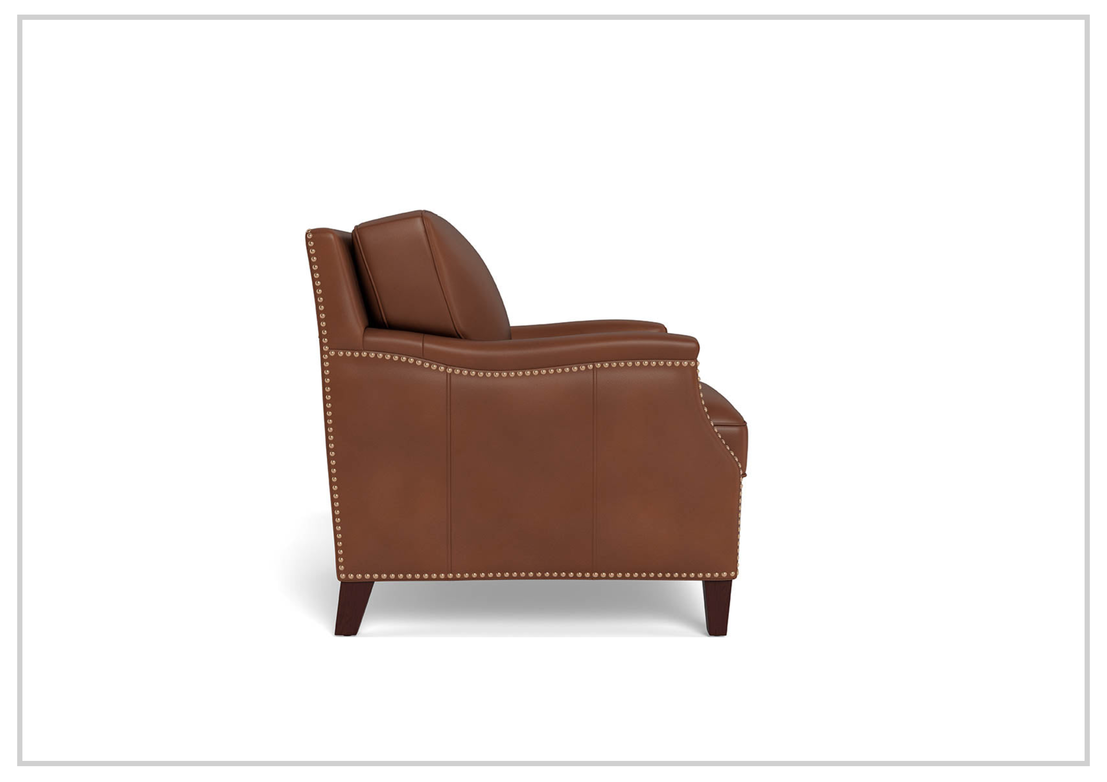 Premium Brown Leather Armchair with Nailhead Trim - Hydeline Camano Collection - Luxurious Home Office & Living Room Seating