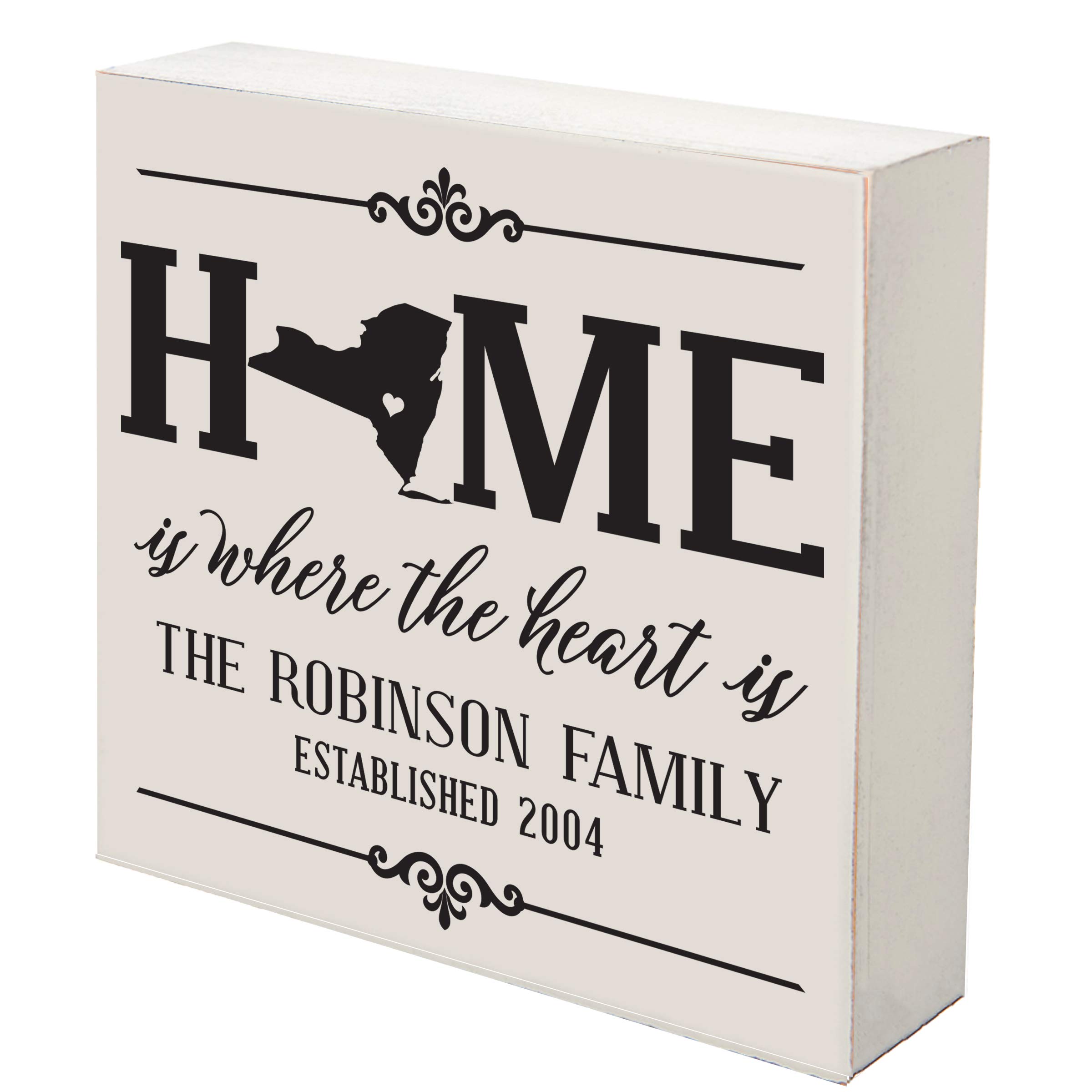 LifeSong Milestones Personalized New York Home State Shadow Box - Custom Family Keepsake for Home Decor, Housewarming Gift - 10x10 White Wooden Display - Perfect for Living Room Shelves, Office Desks & Wedding Anniversaries
